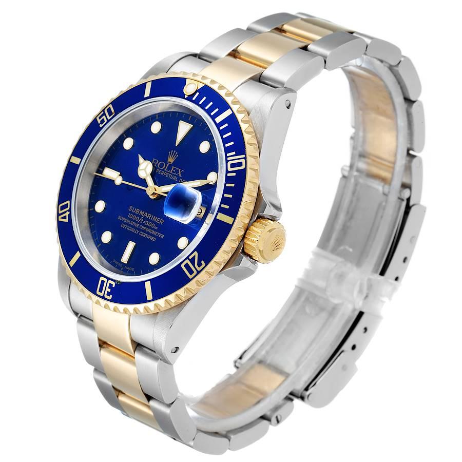 Men's Rolex Submariner Blue Dial Steel Yellow Gold Mens Watch 16613 For Sale