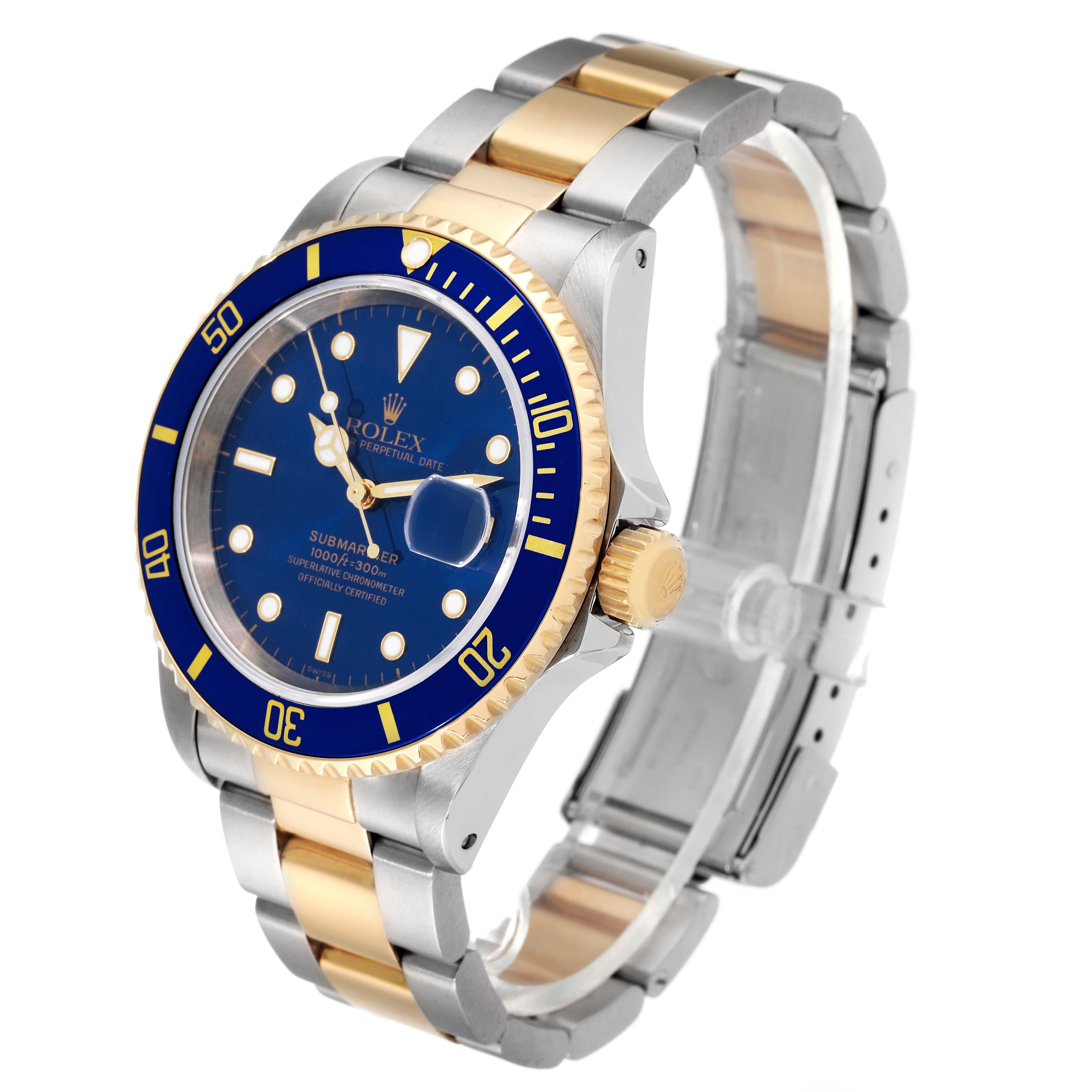 Men's Rolex Submariner Blue Dial Steel Yellow Gold Mens Watch 16613