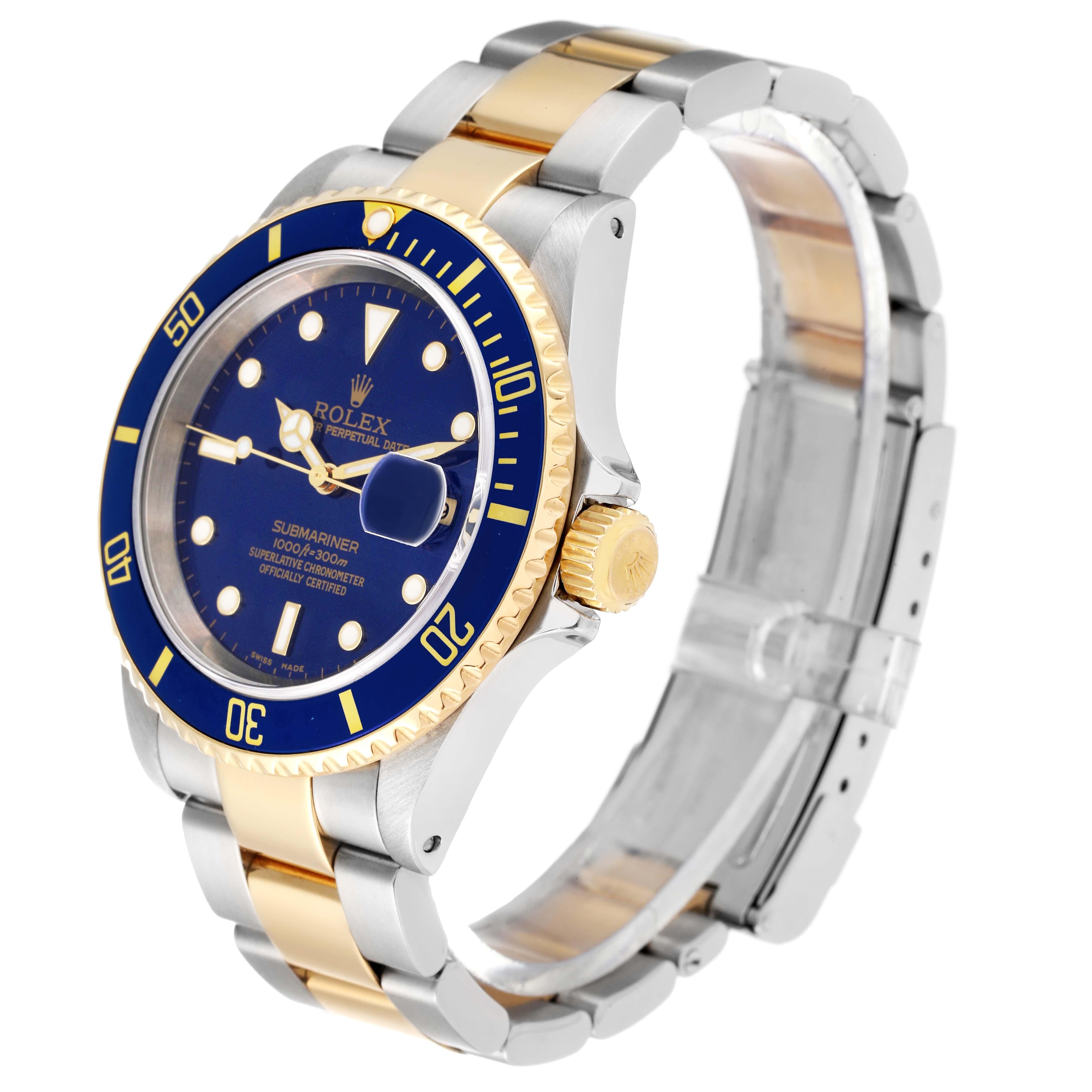 Men's Rolex Submariner Blue Dial Steel Yellow Gold Mens Watch 16613