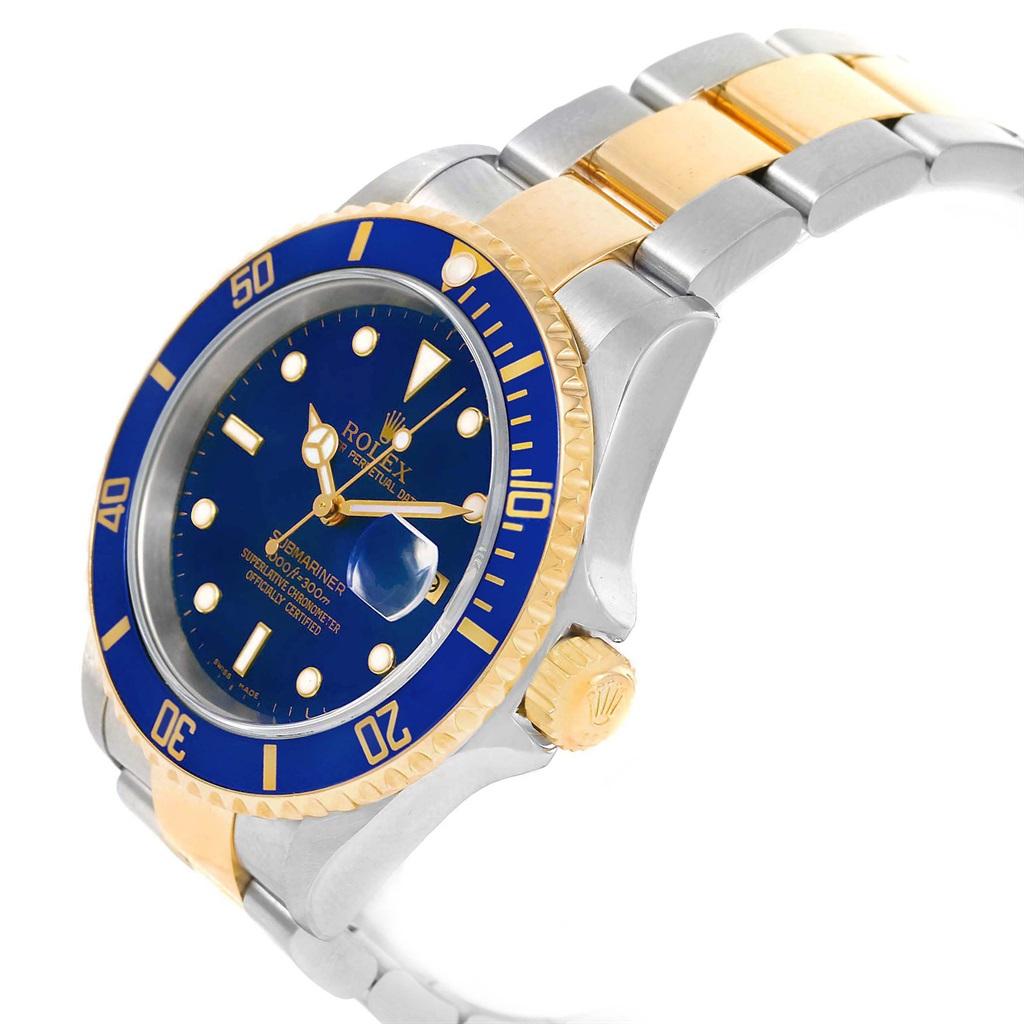Rolex Submariner Blue Dial Steel Yellow Gold Men's Watch 16613 For Sale 2