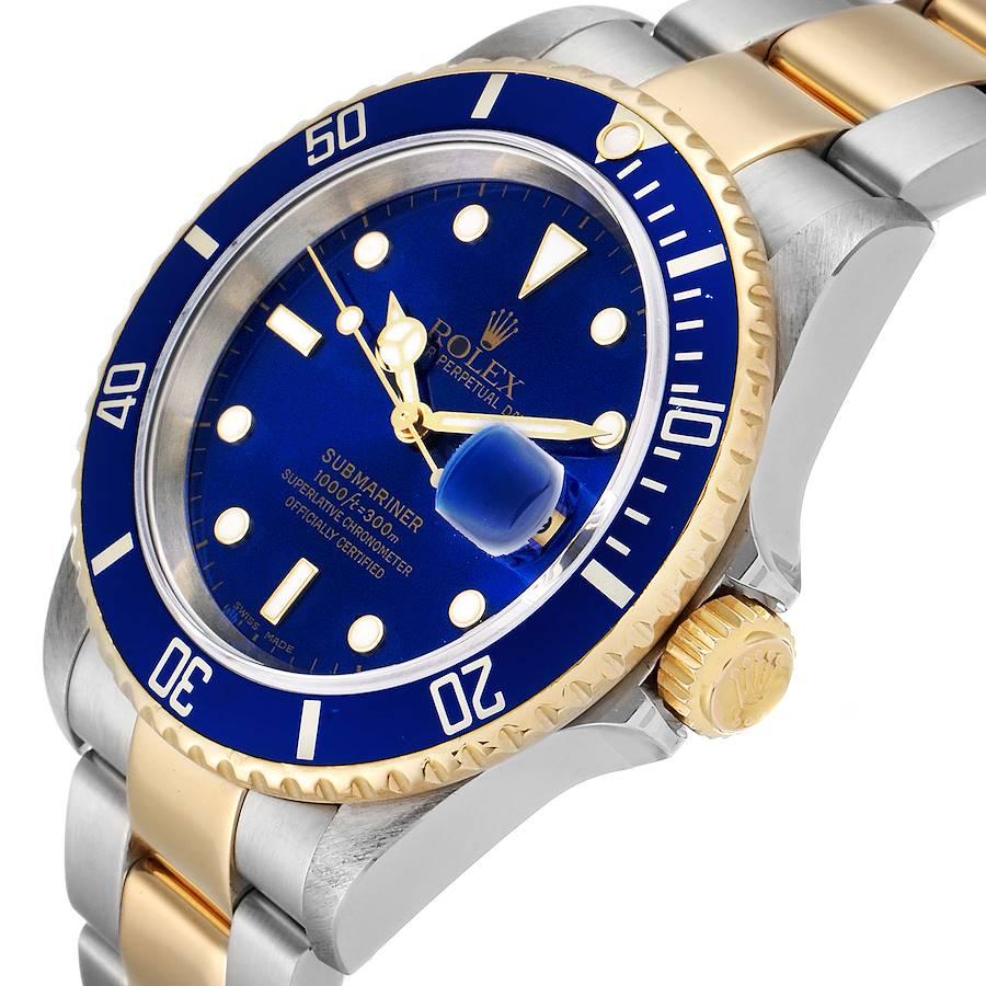 Rolex Submariner Blue Dial Steel Yellow Gold Men's Watch 16613 For Sale 2