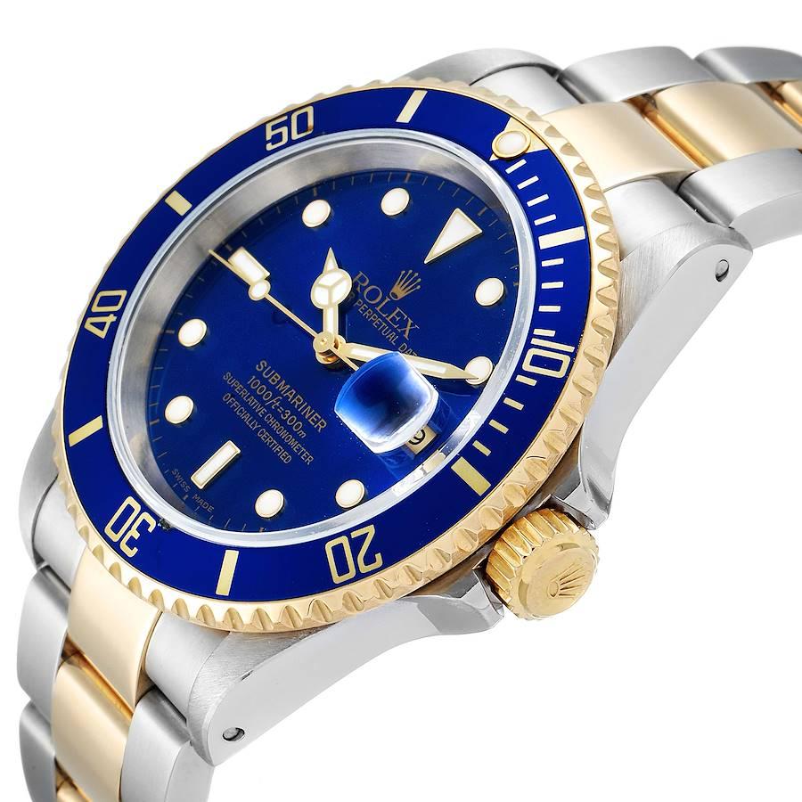 Rolex Submariner Blue Dial Steel Yellow Gold Mens Watch 16613 For Sale 1