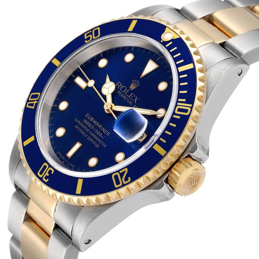 Rolex Submariner Blue Dial Steel Yellow Gold Mens Watch 16613 For Sale 1