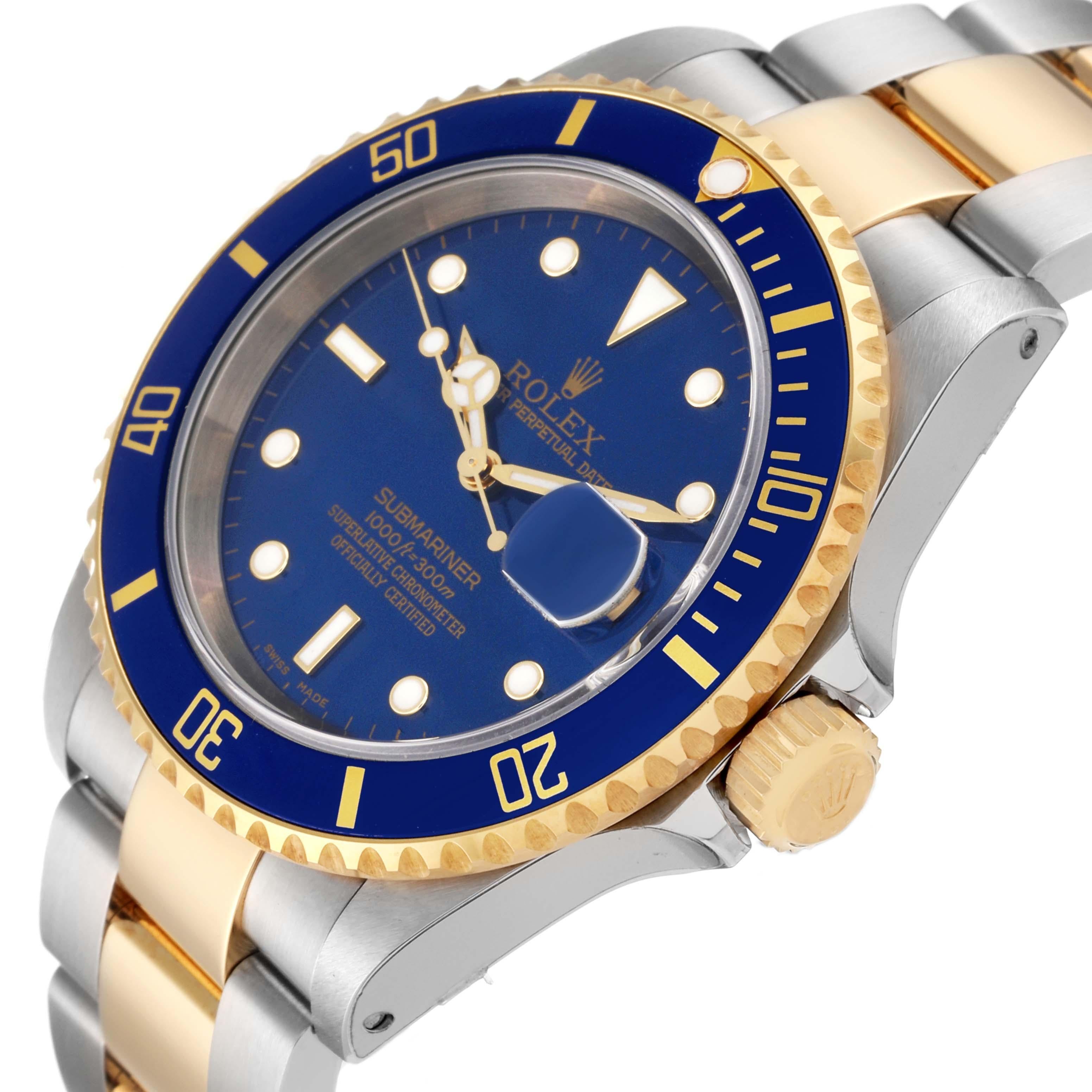 Rolex Submariner Blue Dial Steel Yellow Gold Mens Watch 16613 1