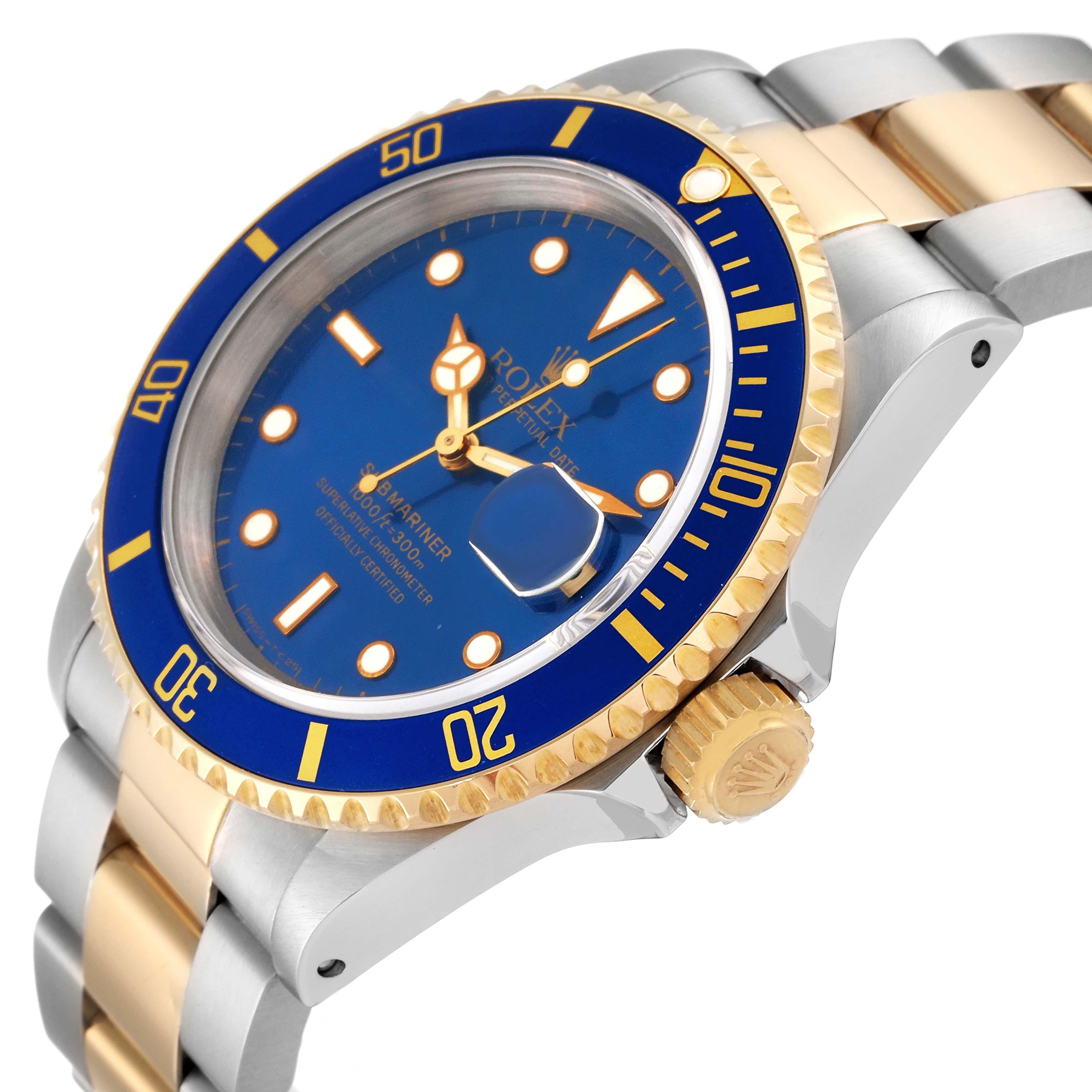 Rolex Submariner Blue Dial Steel Yellow Gold Mens Watch 16613 1