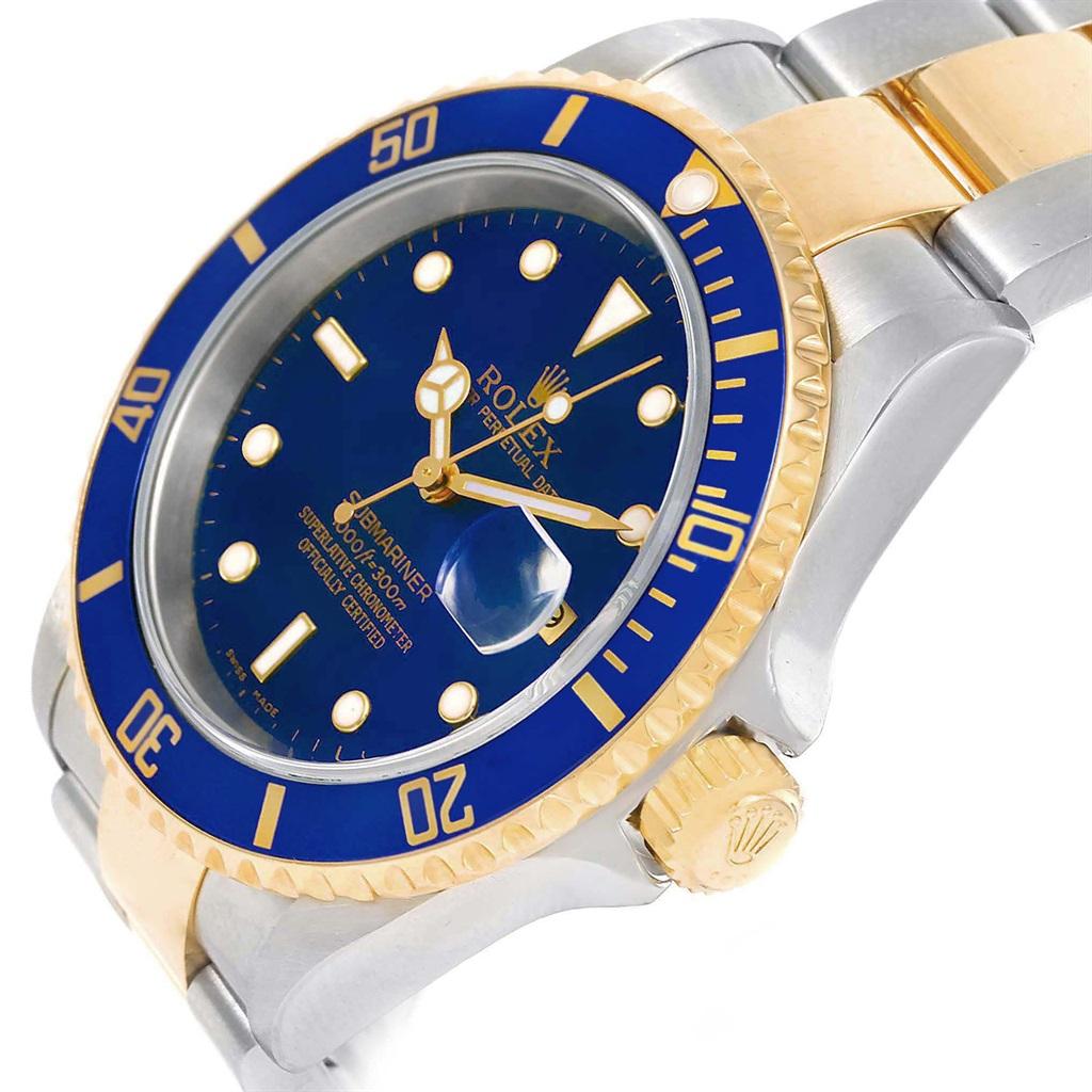 Rolex Submariner Blue Dial Steel Yellow Gold Men's Watch 16613 For Sale 3