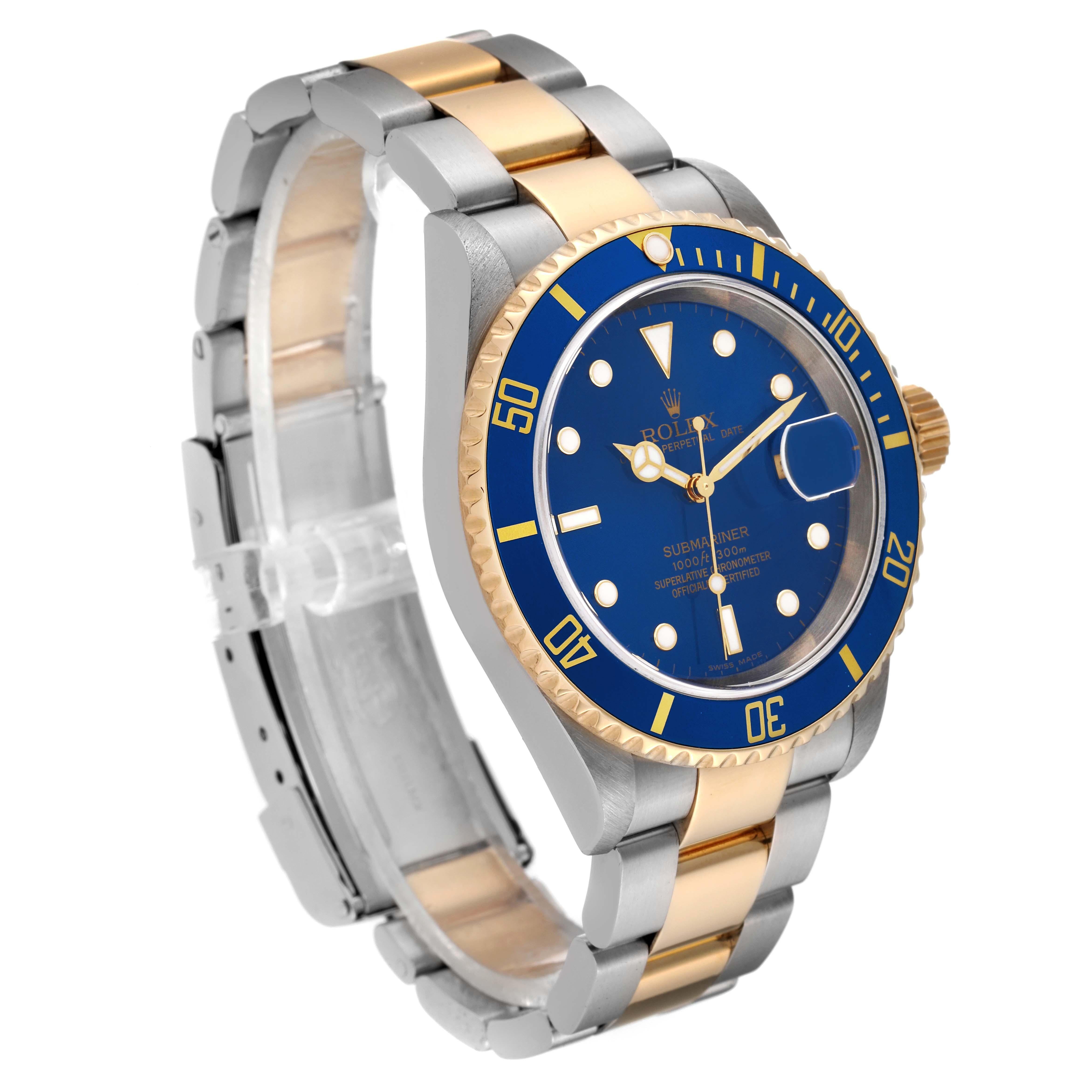 Rolex Submariner Blue Dial Steel Yellow Gold Mens Watch 16613 4