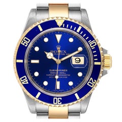 Vintage Rolex Submariner Blue Dial Steel Yellow Gold Men's Watch 16613