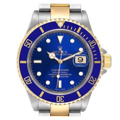 Rolex Submariner Blue Dial Steel Yellow Gold Men's Watch 16613