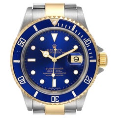 Rolex Submariner Blue Dial Steel Yellow Gold Mens Watch 16613