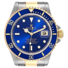 Rolex Submariner Blue Dial Steel Yellow Gold Mens Watch 16613