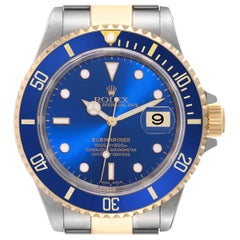 Rolex Submariner Blue Dial Steel Yellow Gold Mens Watch 16613