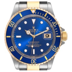 Rolex Submariner Blue Dial Steel Yellow Gold Mens Watch 16613