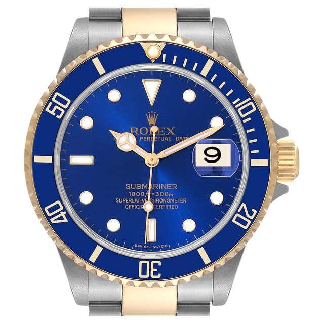 Rolex 16613 Two-Tone Submariner Blue Dial Men's Watch at 1stDibs ...