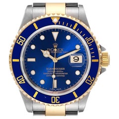 Rolex Submariner Blue Dial Steel Yellow Gold Mens Watch 16613