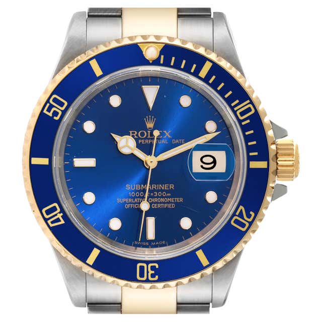 Rolex Submariner Steel 18K Yellow Gold Blue Dial Mens Watch 116613 For ...