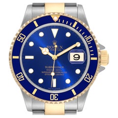 Rolex Submariner Blue Dial Steel Yellow Gold Mens Watch 16613