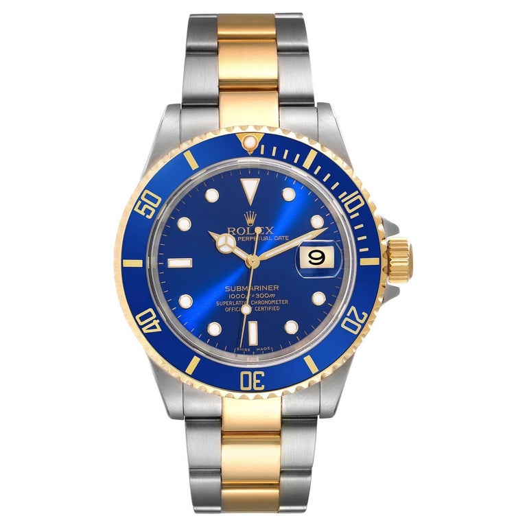 Rolex Submariner Quadrante Blu Bicolore Acciaio Oro Giallo Oyster Orologio  Uomo 16613T