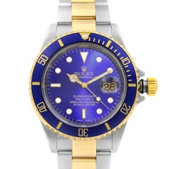 Rolex Submariner Blue on Blue 18 Karat Gold Steel Automatic Men's Watch 16613