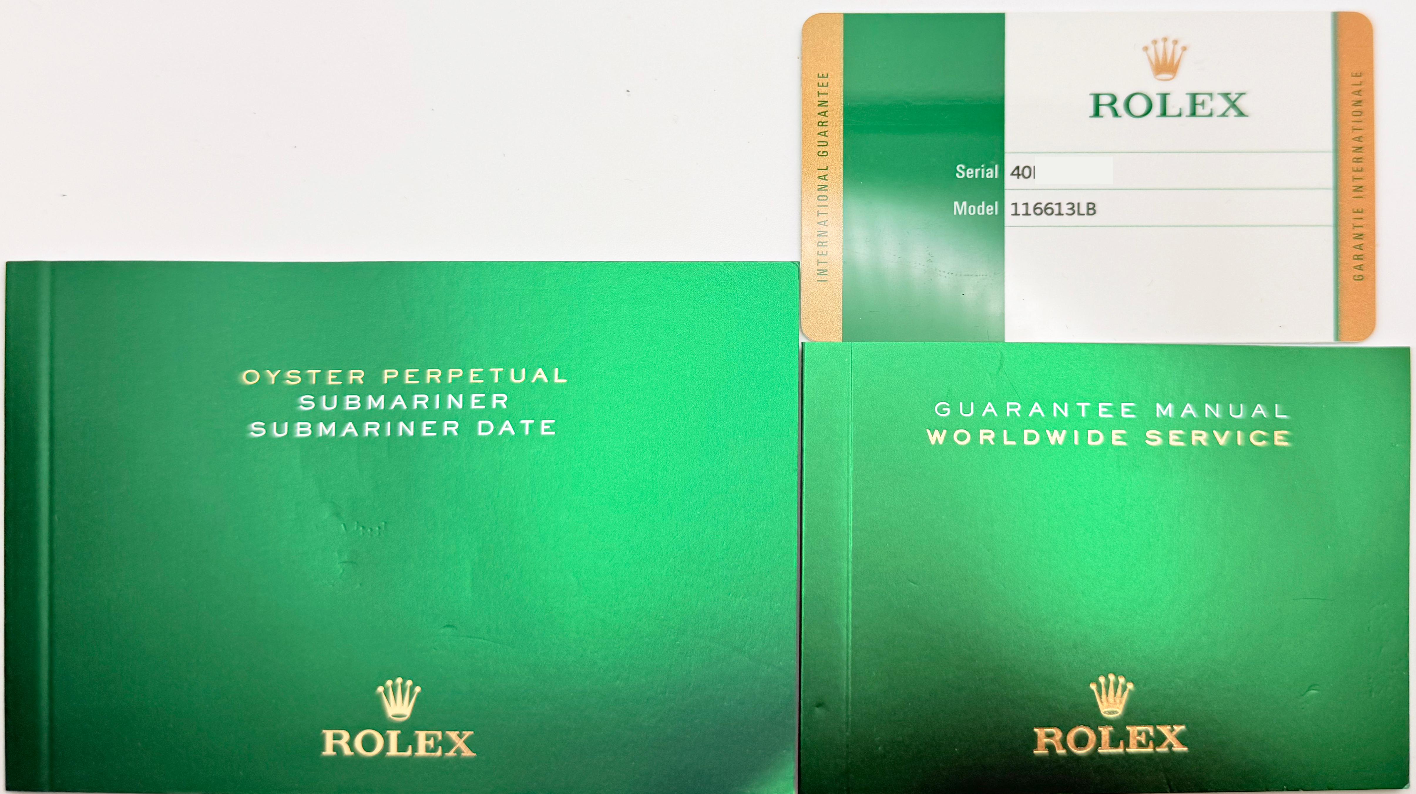 Rolex Submariner Bluesy 116613LB 40mm blau Keramik 18K Gold Stahl Box Papiere 11