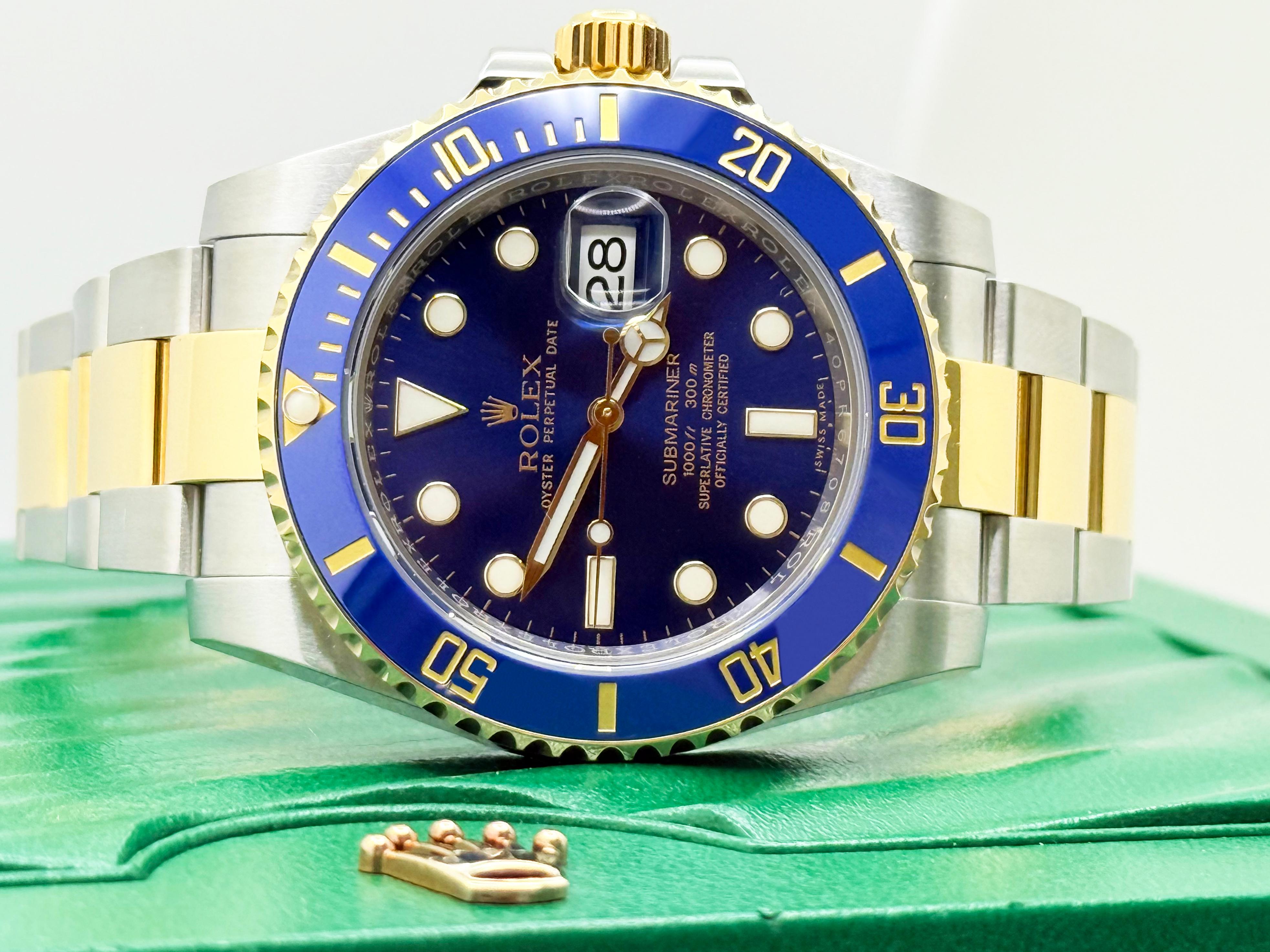 Rolex Submariner Bluesy 116613LB 40mm blau Keramik 18K Gold Stahl Box Papiere Herren