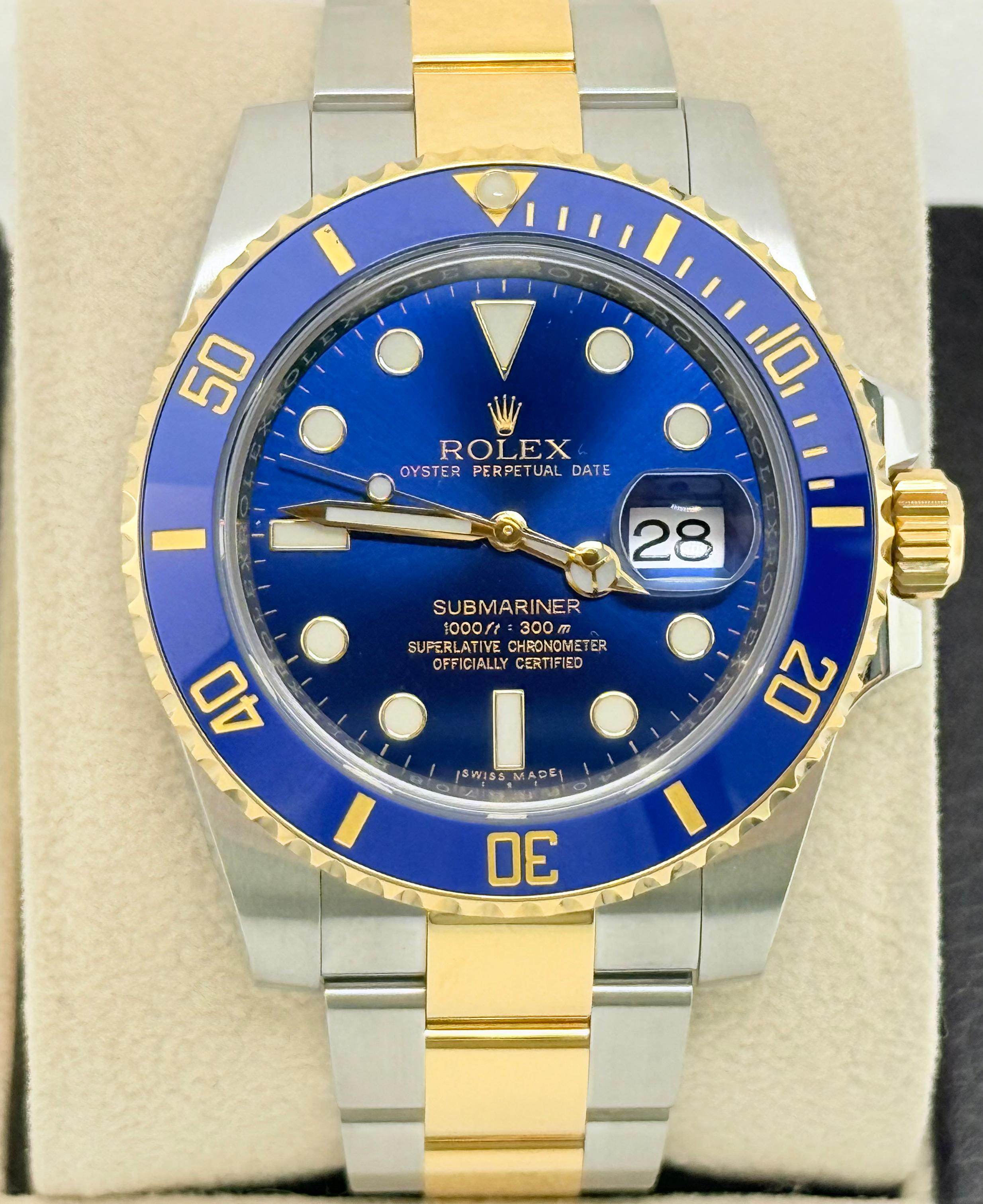 Rolex Submariner Bluesy 116613LB 40mm blau Keramik 18K Gold Stahl Box Papiere 1