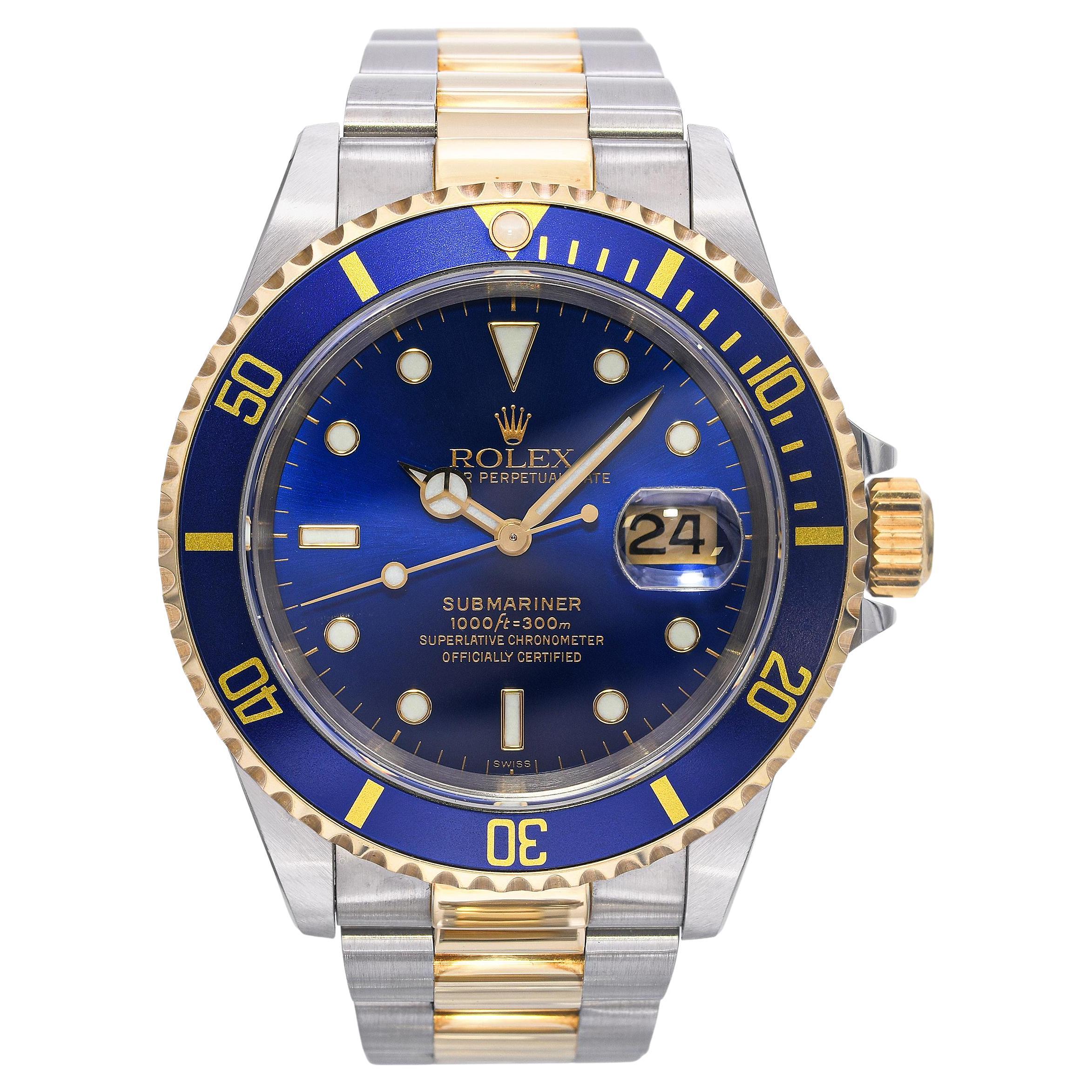 Rolex Submariner Blusey Two Tone Men
s Watch Ref 16613 For Sale