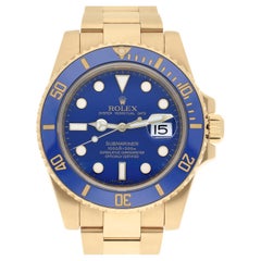 Rolex Submariner Ceramic Blue 116618LB Oro Giallo 40mm Orologio Completo