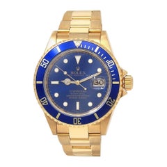 Used Rolex Submariner 'D Serial' 18 Karat Yellow Gold Automatic Men's Watch 16618