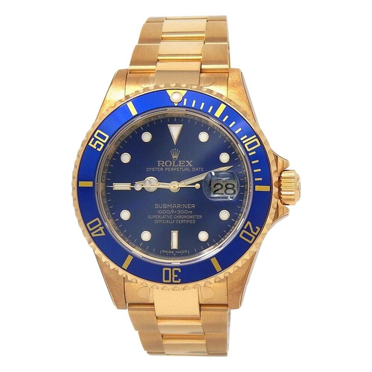 Rolex Submariner 'D Serial' 18 Karat Yellow Gold Men's Watch Automatic  16618 For Sale at 1stDibs