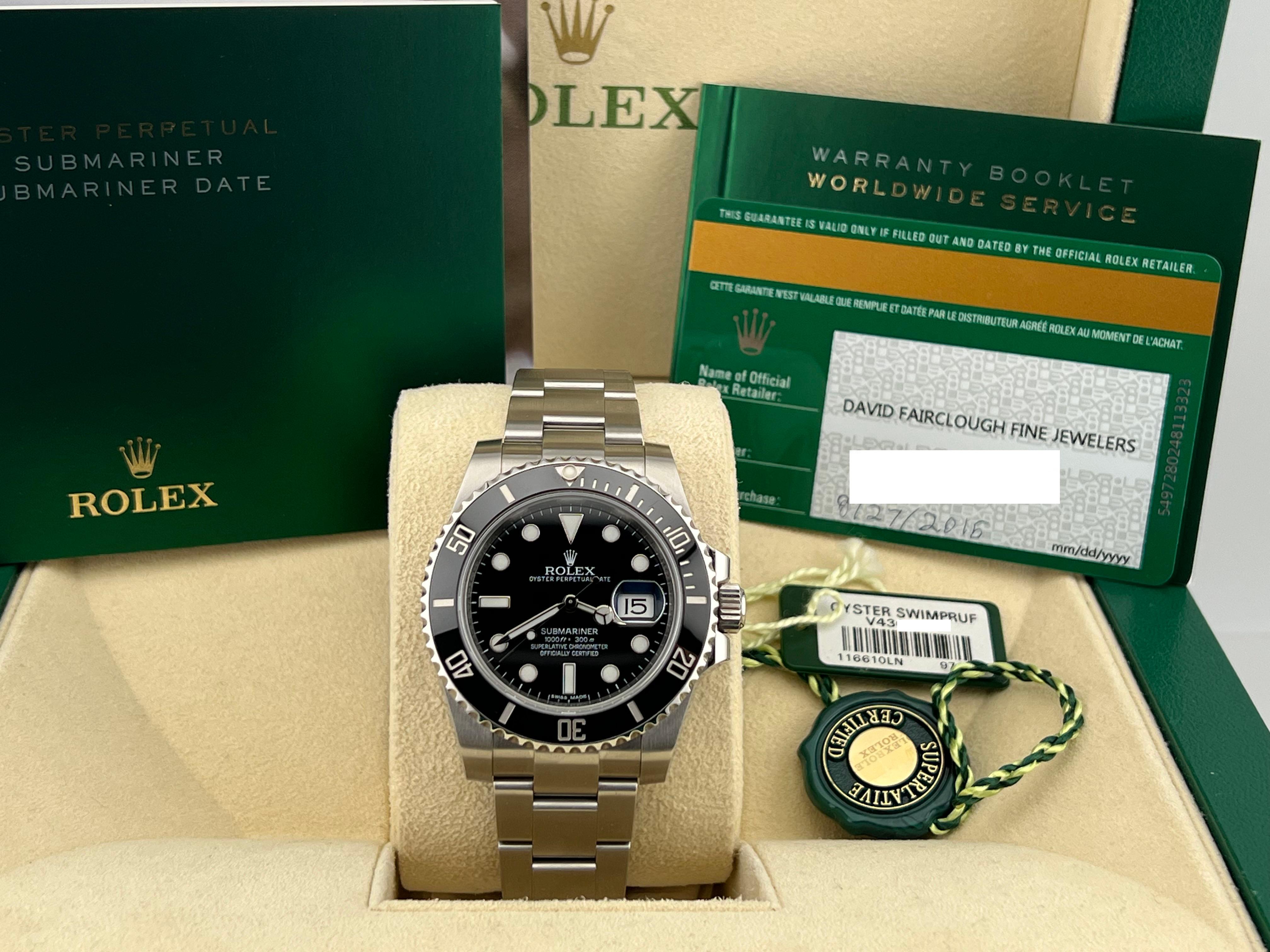 Rolex Submariner Date 116610 40mm Black Ceramic Stainless Steel Box Paper In Excellent Condition In San Diego, CA