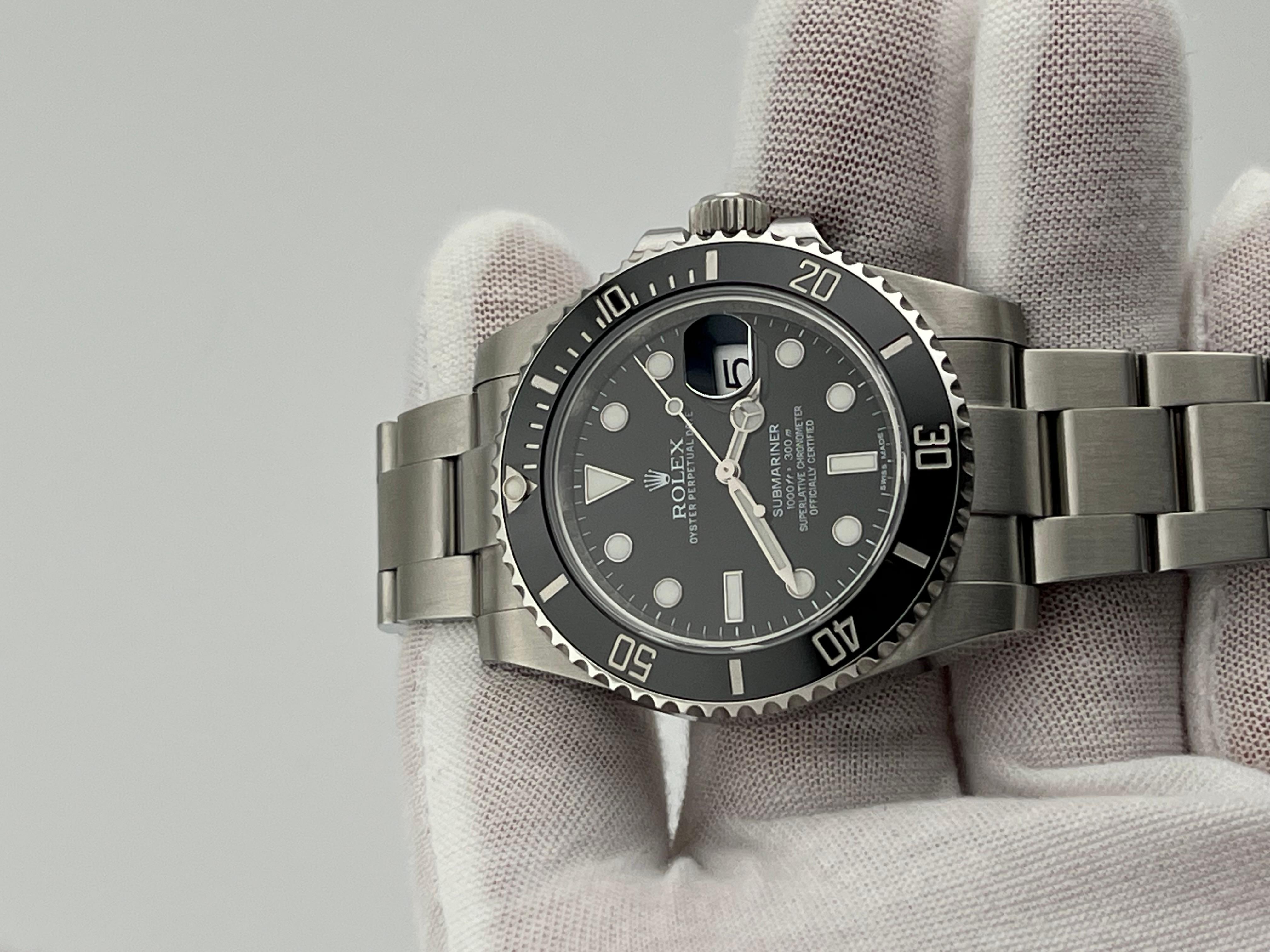 Men's Rolex Submariner Date 116610 40mm Black Ceramic Stainless Steel Box Paper
