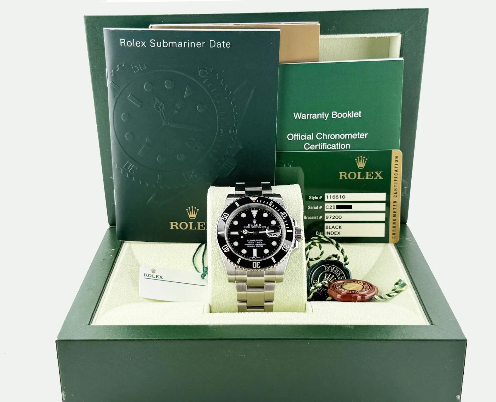 Rolex Submariner Date 116610 Stainless Steel Box Paper 40mm For Sale 7
