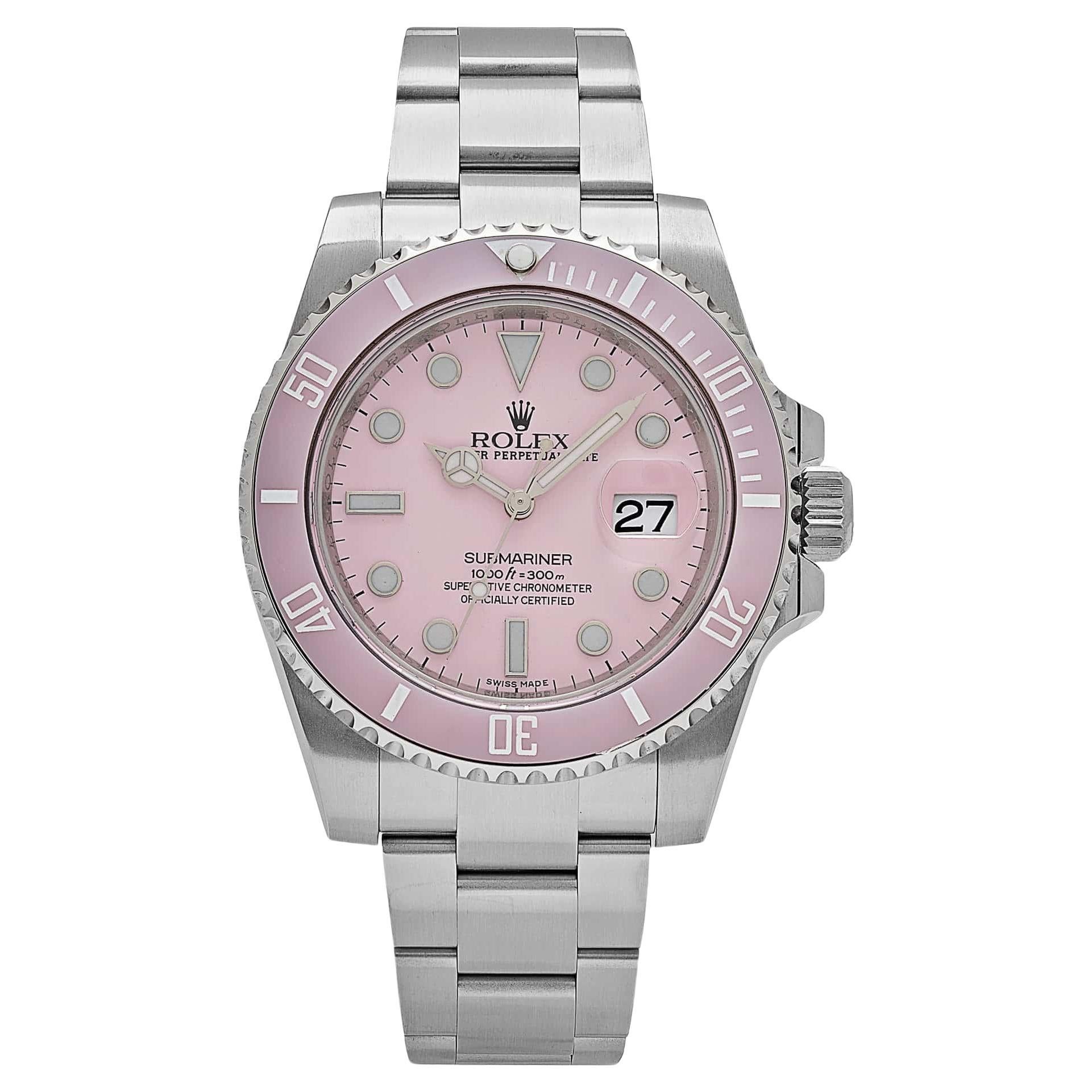 Rolex Submariner Date 116610LN Stainless Steel Aftermarket Custom Made Pink Dial