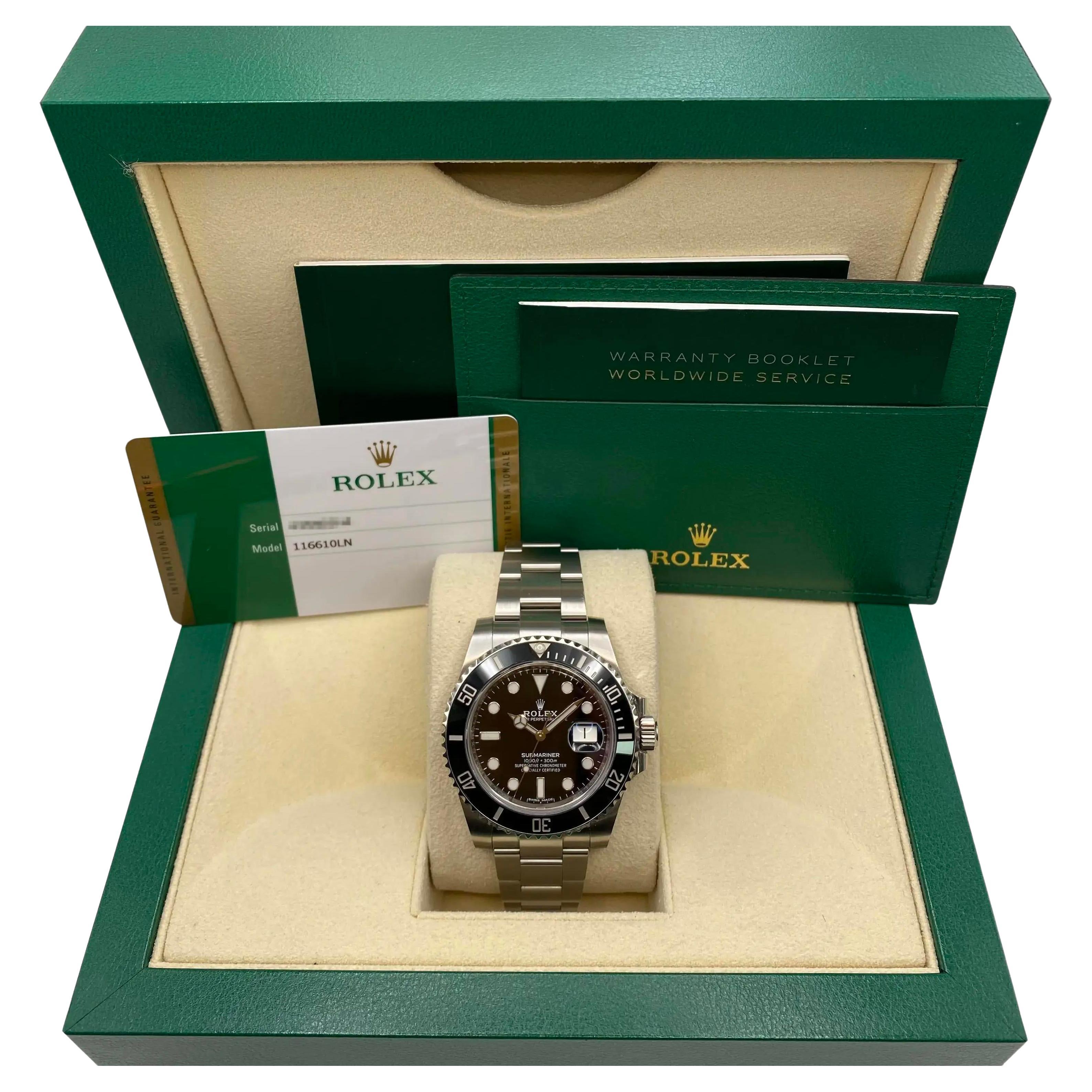 Rolex Submariner Date 116610LN Steel Ceramic Black Dial Watch Full Kit For Sale