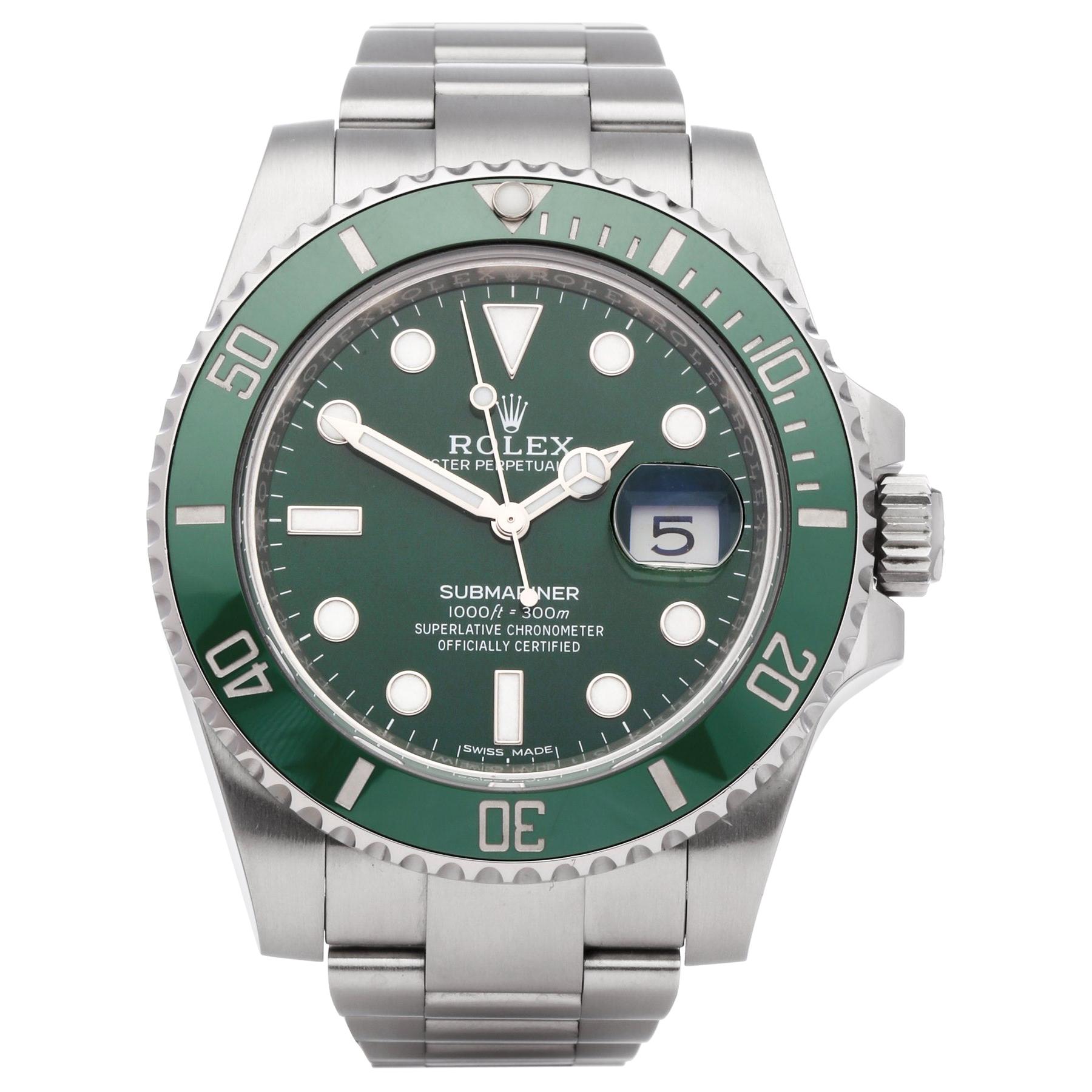 Rolex Submariner Date 116610LV Men's Stainless Steel 'Hulk' Watch
