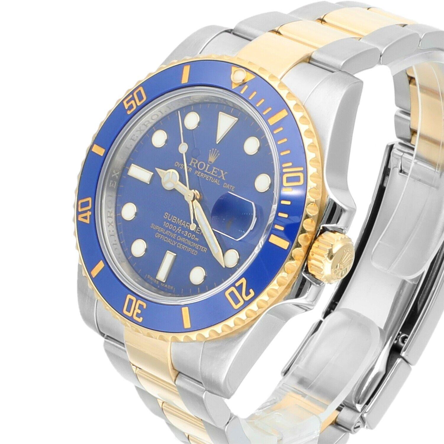 Rolex Submariner Date 116613LB Ceramic Bezel Yellow Gold/Stainless Steel Watch In Excellent Condition For Sale In New York, NY