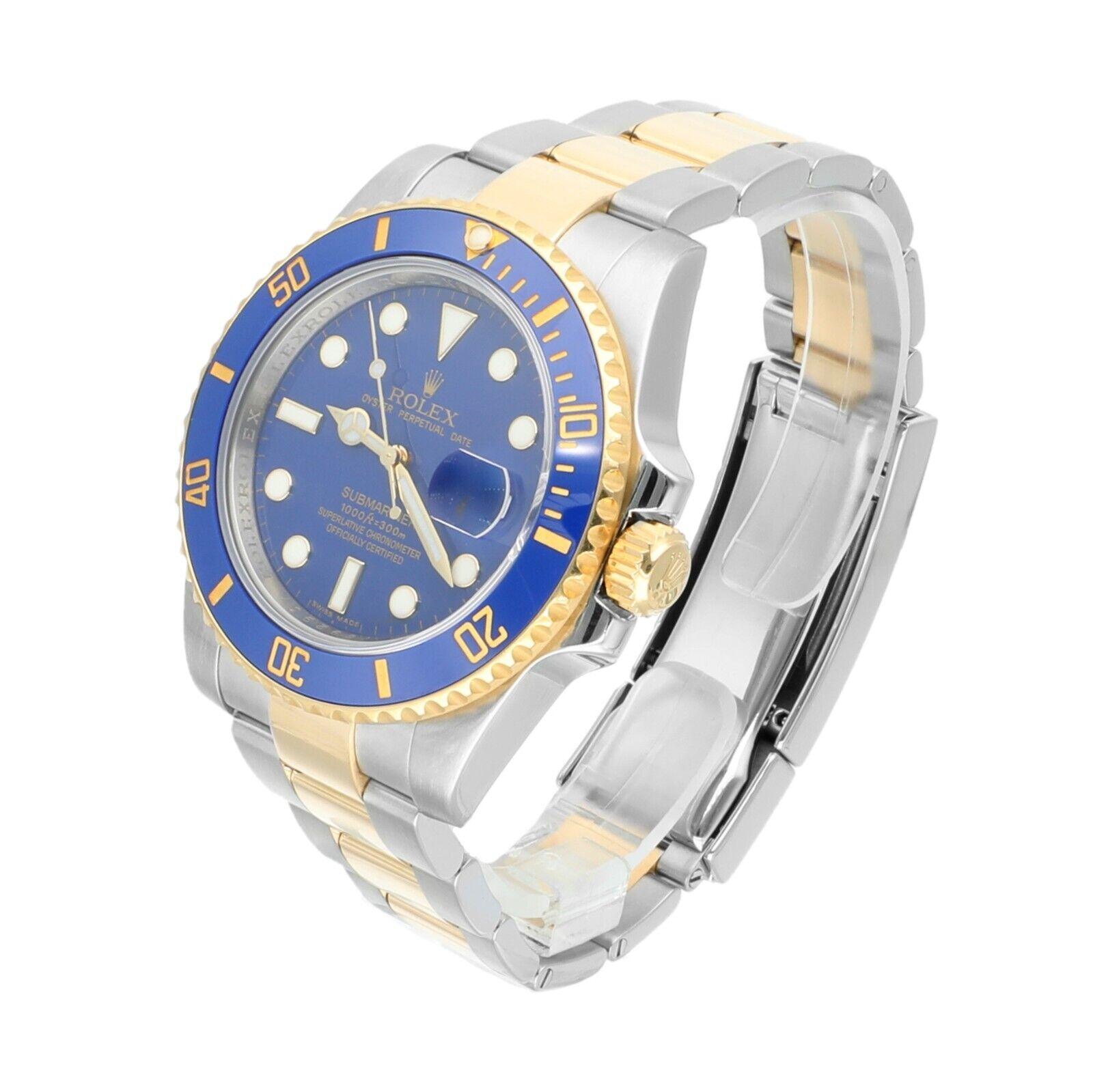 Women's or Men's Rolex Submariner Date 116613LB Ceramic Bezel Yellow Gold/Stainless Steel Watch For Sale