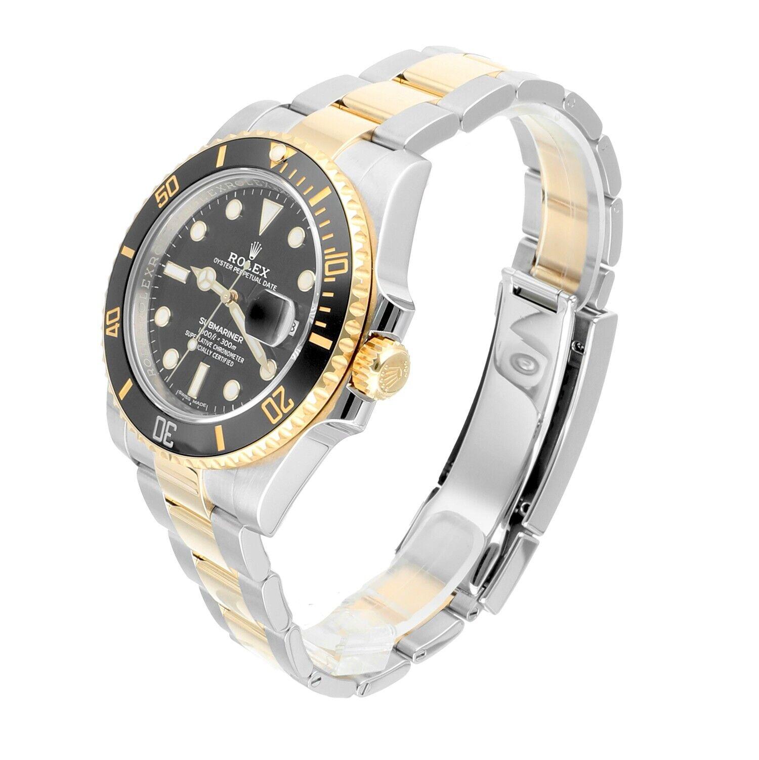 Men's Rolex Submariner Date 116613LN Black Dial 18k Gold/Steel Ceramic Complete Watch For Sale