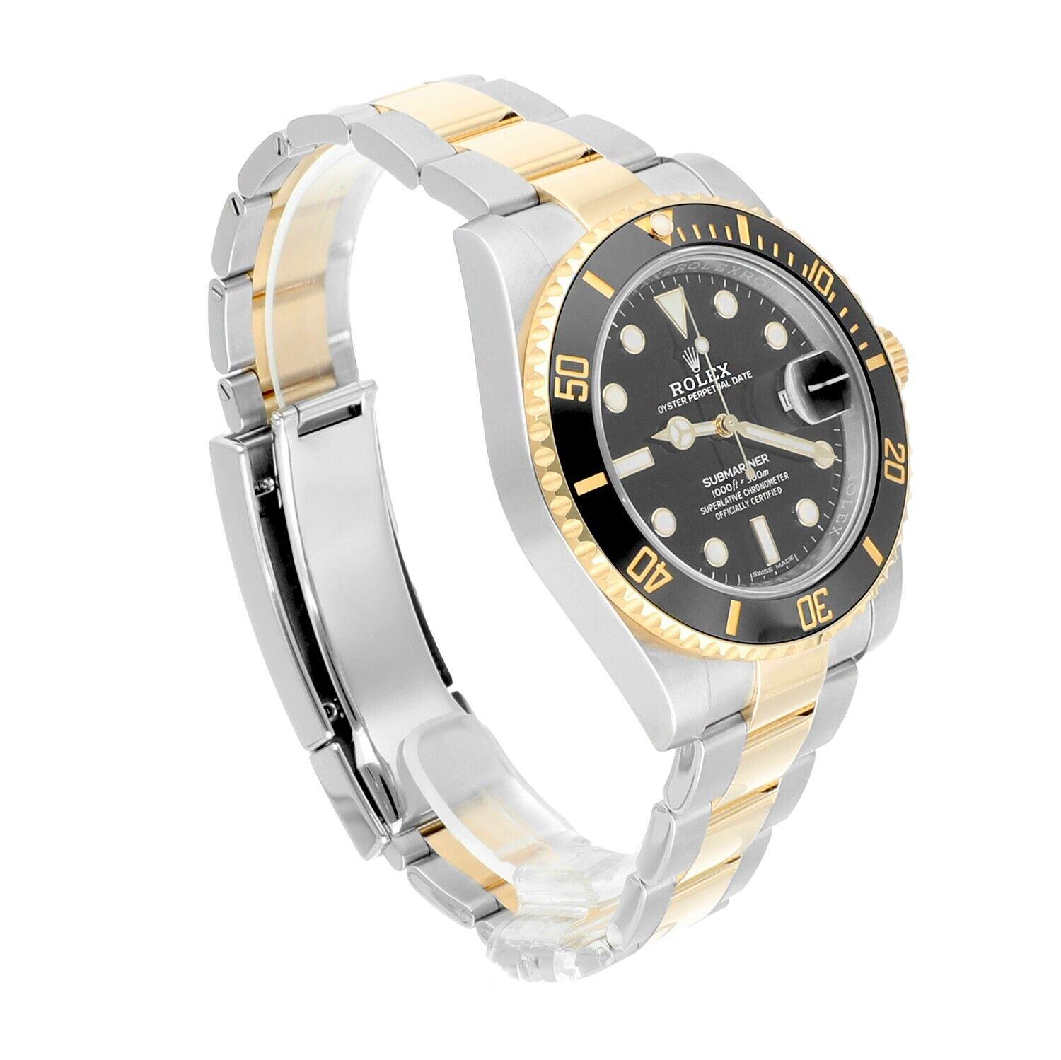 Montre complète Rolex Submariner Date 116613LN Cadran noir Or 18k/Céramique Acier en vente 2