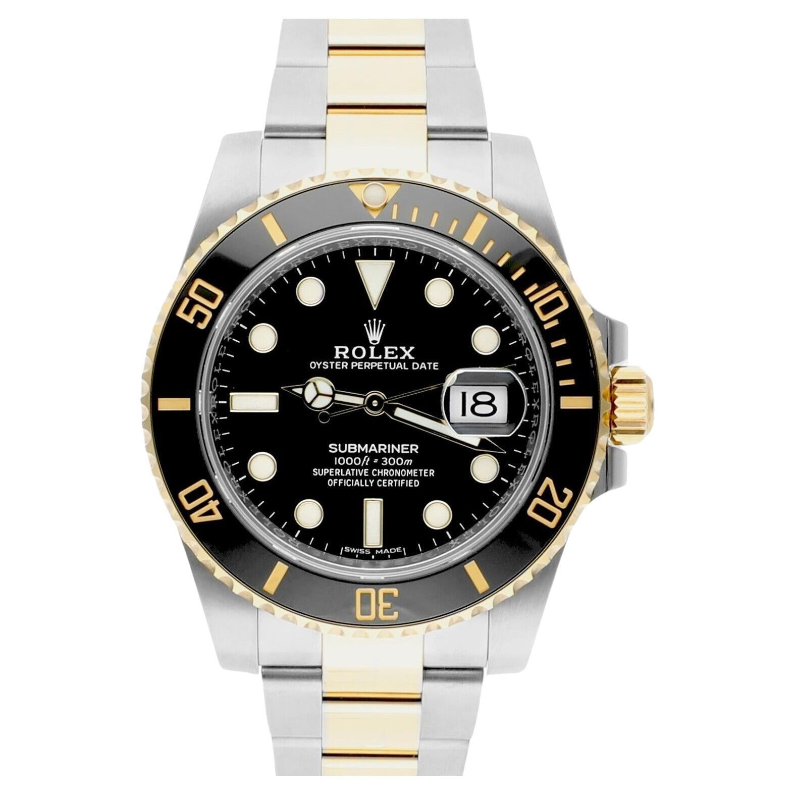 Rolex Submariner Date 116613LN Black Dial 18k Gold/Steel Ceramic Complete Watch For Sale
