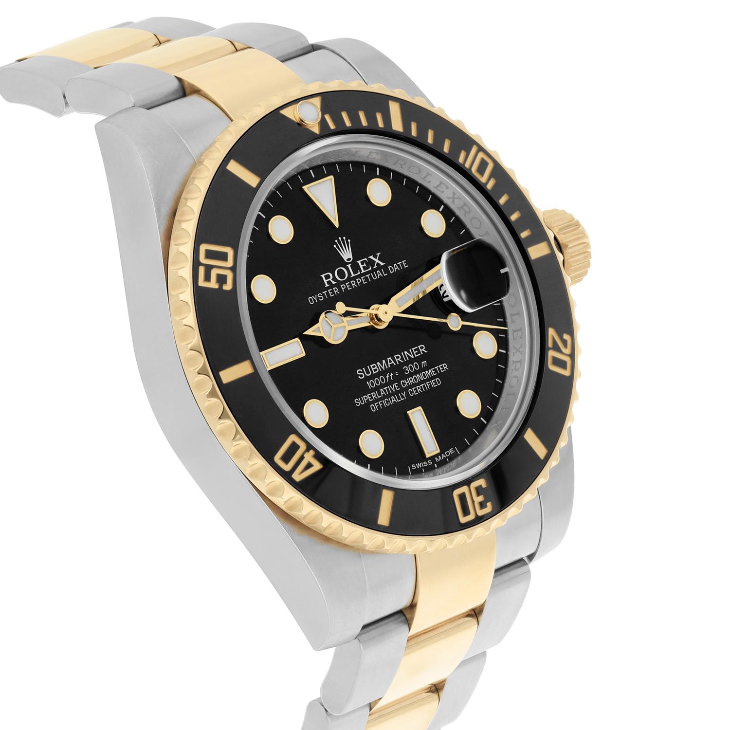 Rolex Submariner Date 116613LN 18k Gold/Steel Keramikuhr komplett im Zustand „Hervorragend“ in New York, NY