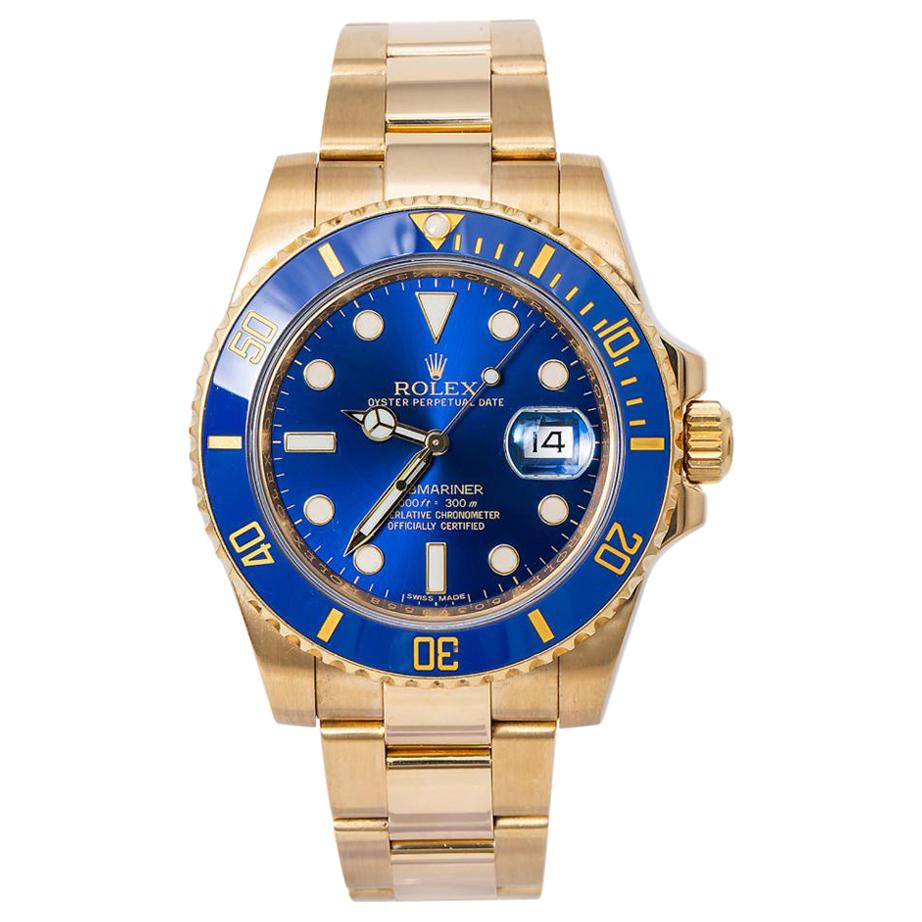 Rolex Submariner Date 116618LB Automatic Smurf Dial Men Watch 18k with ...