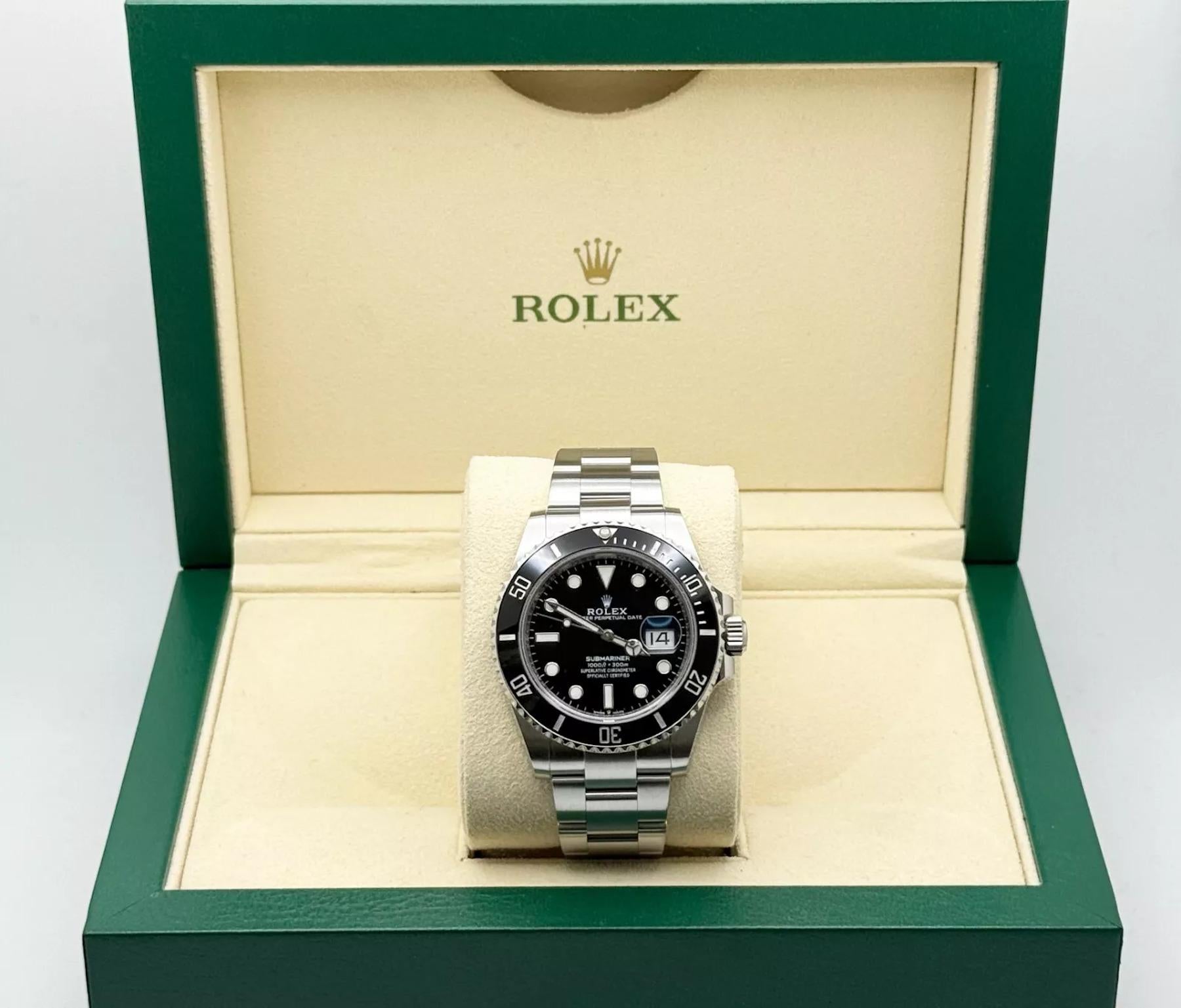 Style Number: 126610LN

Serial: 1NW*****

Year: 2023

Model: Rolex Submariner Date

Case Material: Stainless Steel

Band: Stainless Steel

Bezel: Black Ceramic

Dial: Black

Face: Saphire Crystal

Case Size: 41mm

Includes:

-Rolex Box &