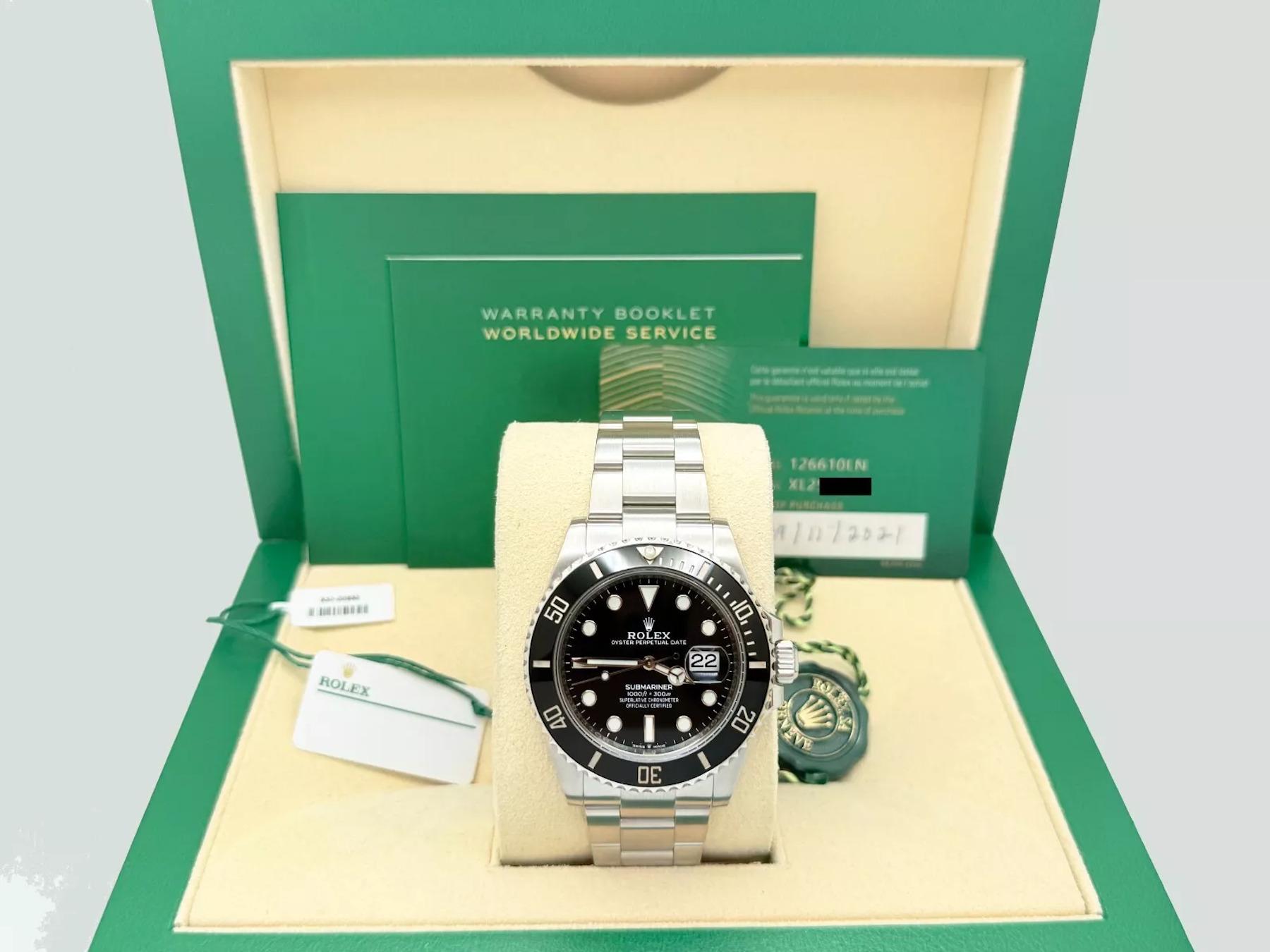 Numéro de style : 126610LN
Série : XL2*****
Année : 2021
Modèle : Rolex Submariner Date
Matériau du boîtier : Acier inoxydable
Bande : Acier inoxydable
Lunette : céramique noire
Cadran : Noir
Visage : Cristal saphir
Taille du boîtier : 41