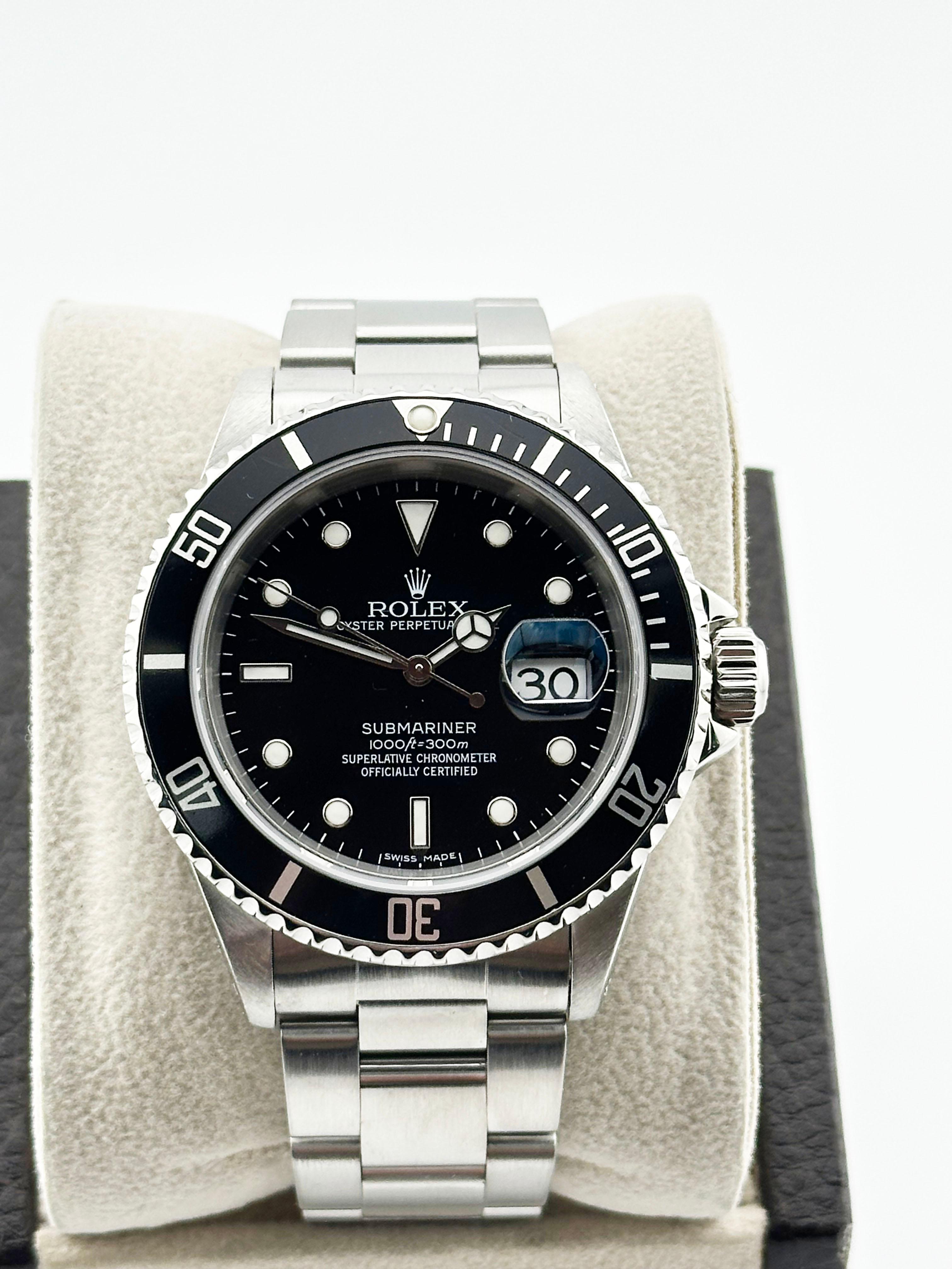 Rolex Submariner Date 16610 40mm Schwarzes Zifferblatt Edelstahl Herren