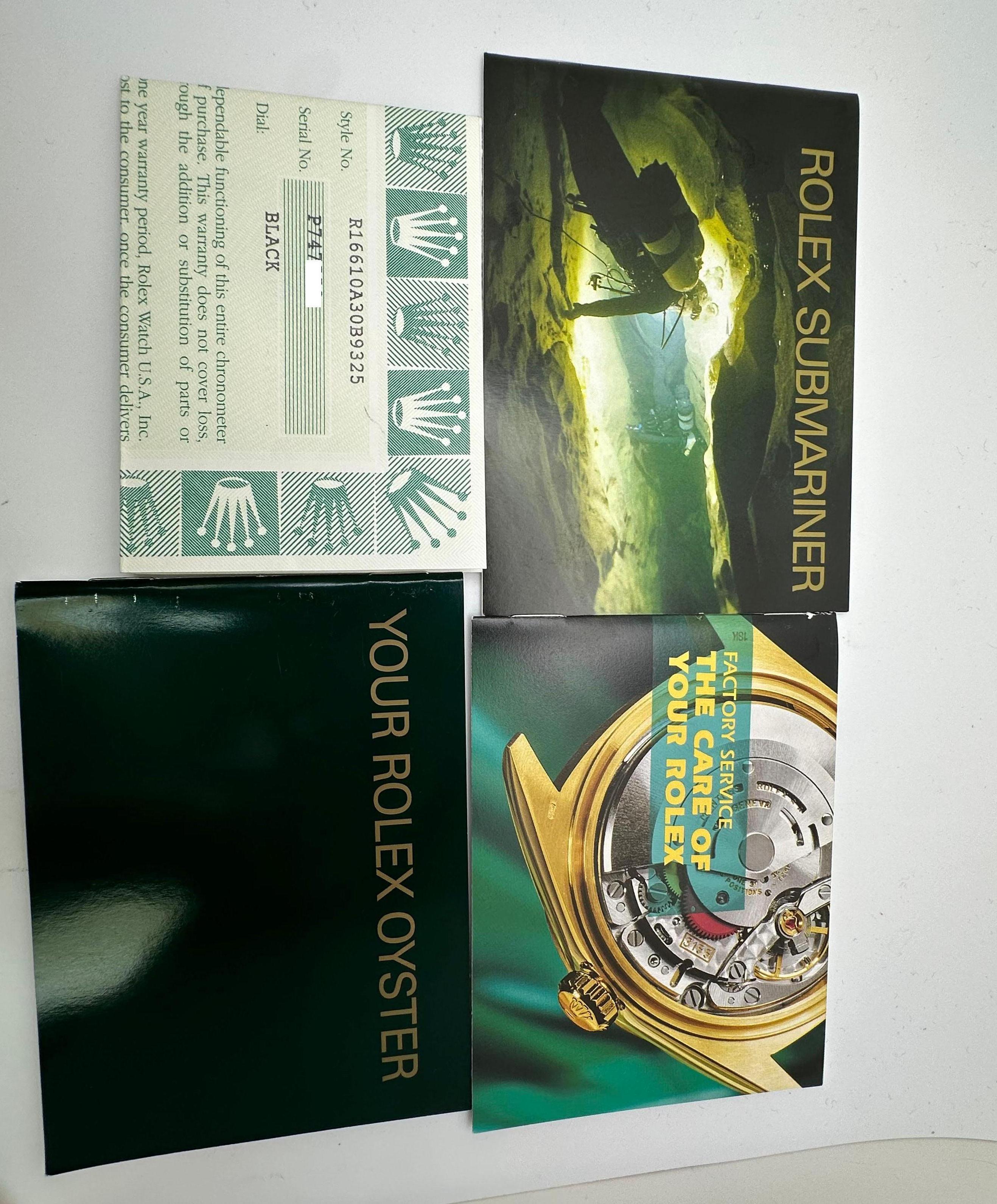 Rolex Submariner Date 16610 40mm Schwarzer Edelstahl Box Papier 2001 Herren