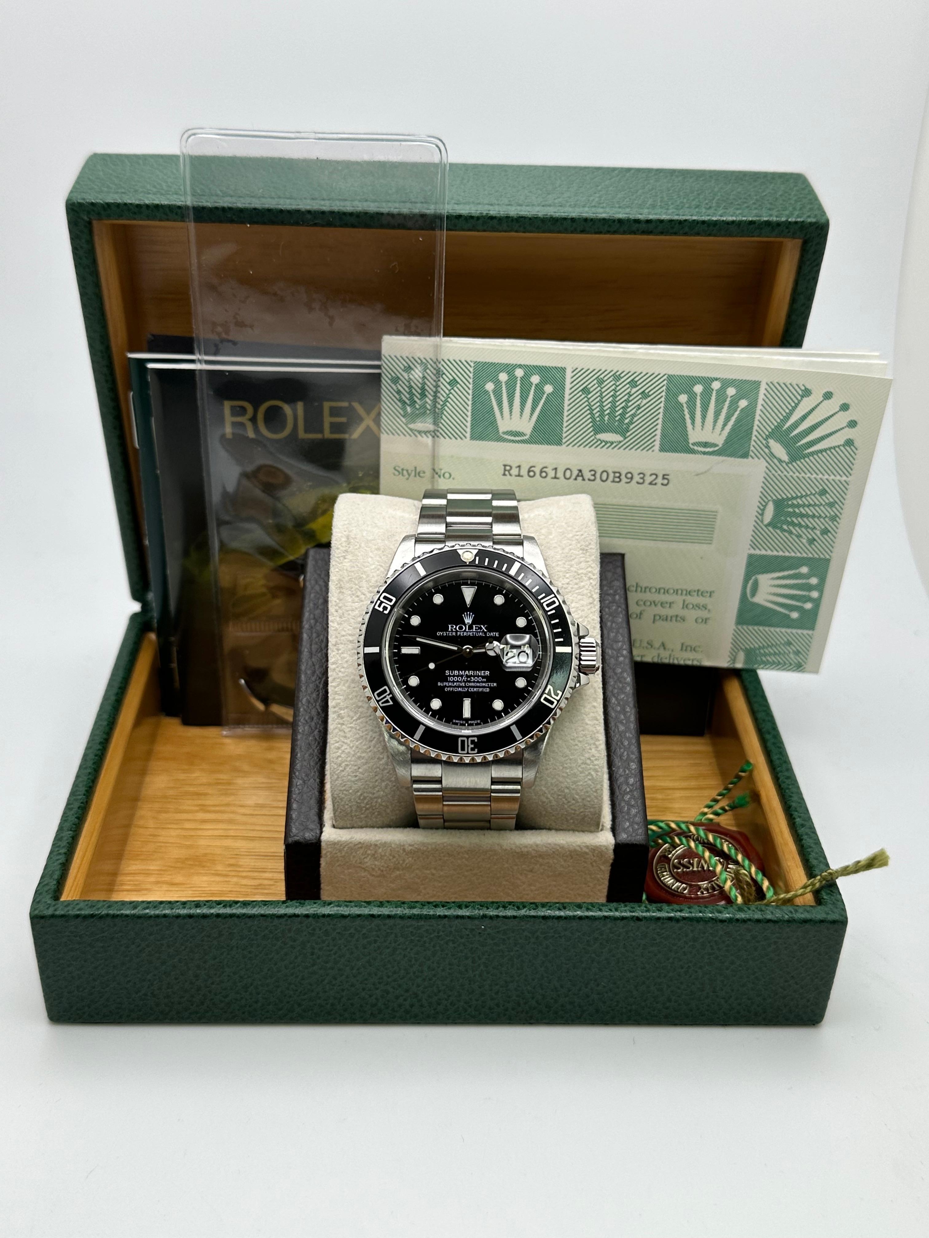 Rolex Submariner Date 16610 40mm Schwarzer Edelstahl Box Papier 2001 4