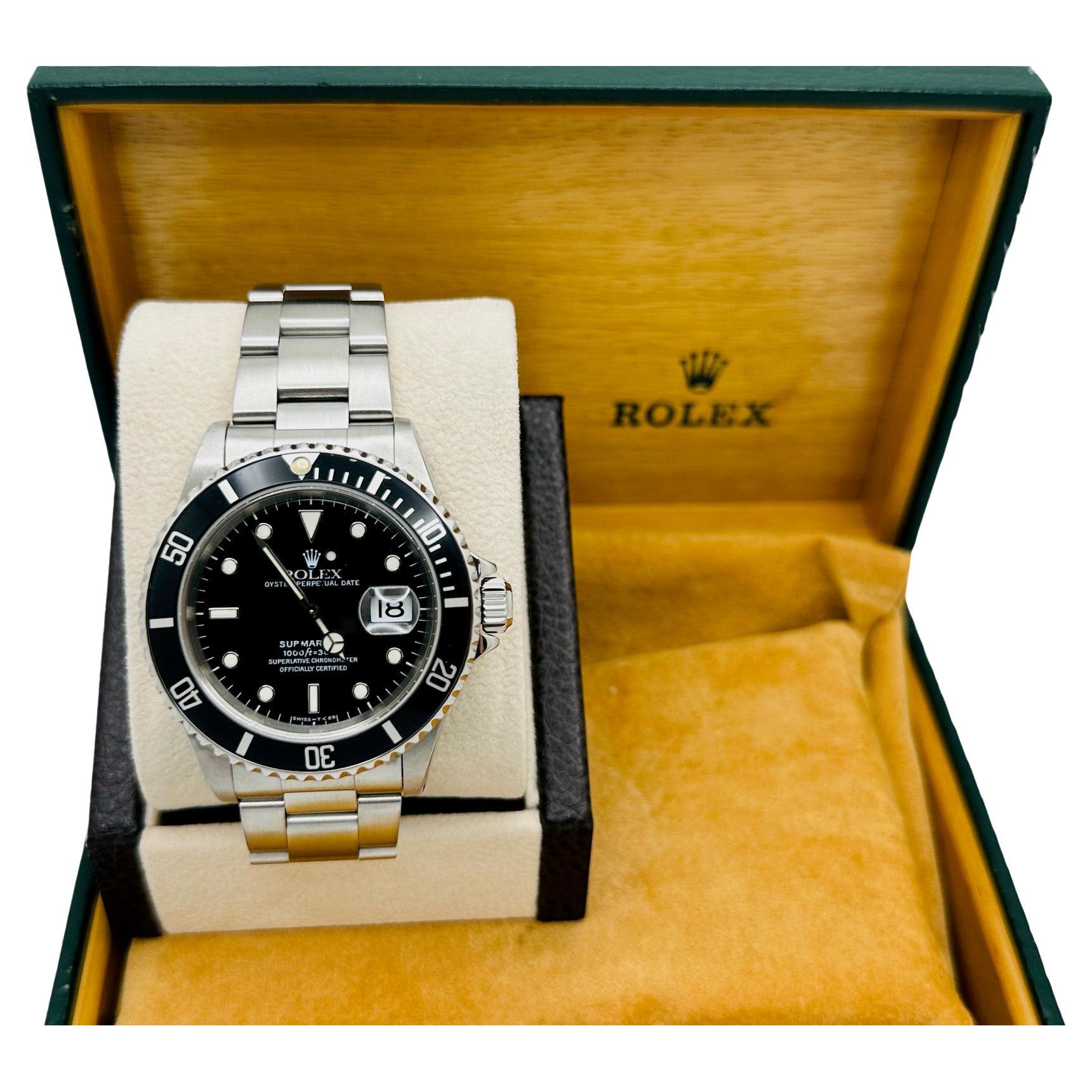 Rolex Submariner Date 16610 40mm Negro Acero Inoxidable Caja Papeles