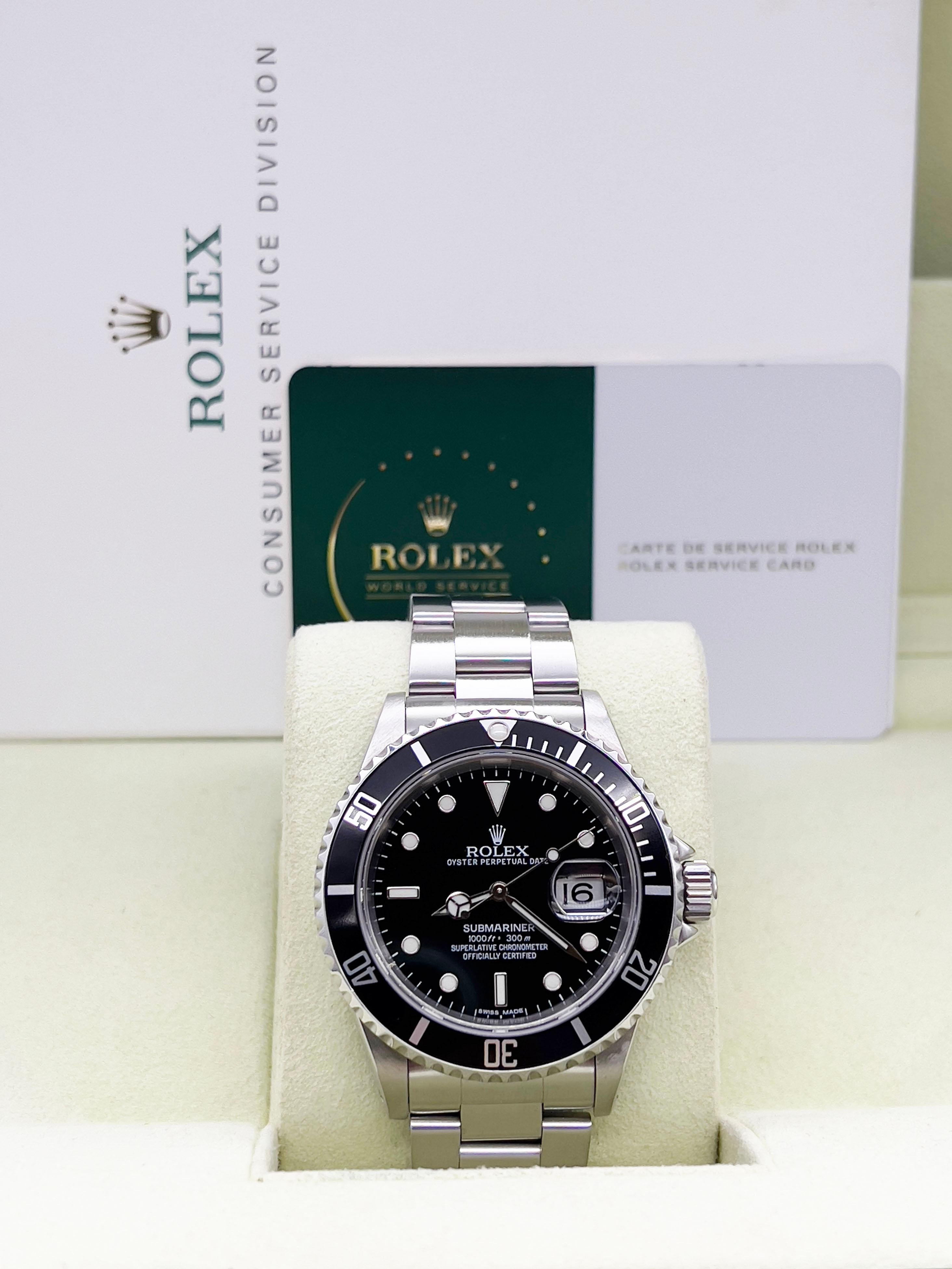 Rolex Submariner Date 16610 40mm Schwarze Box-Service-Karte aus Edelstahl im Zustand „Hervorragend“ in San Diego, CA